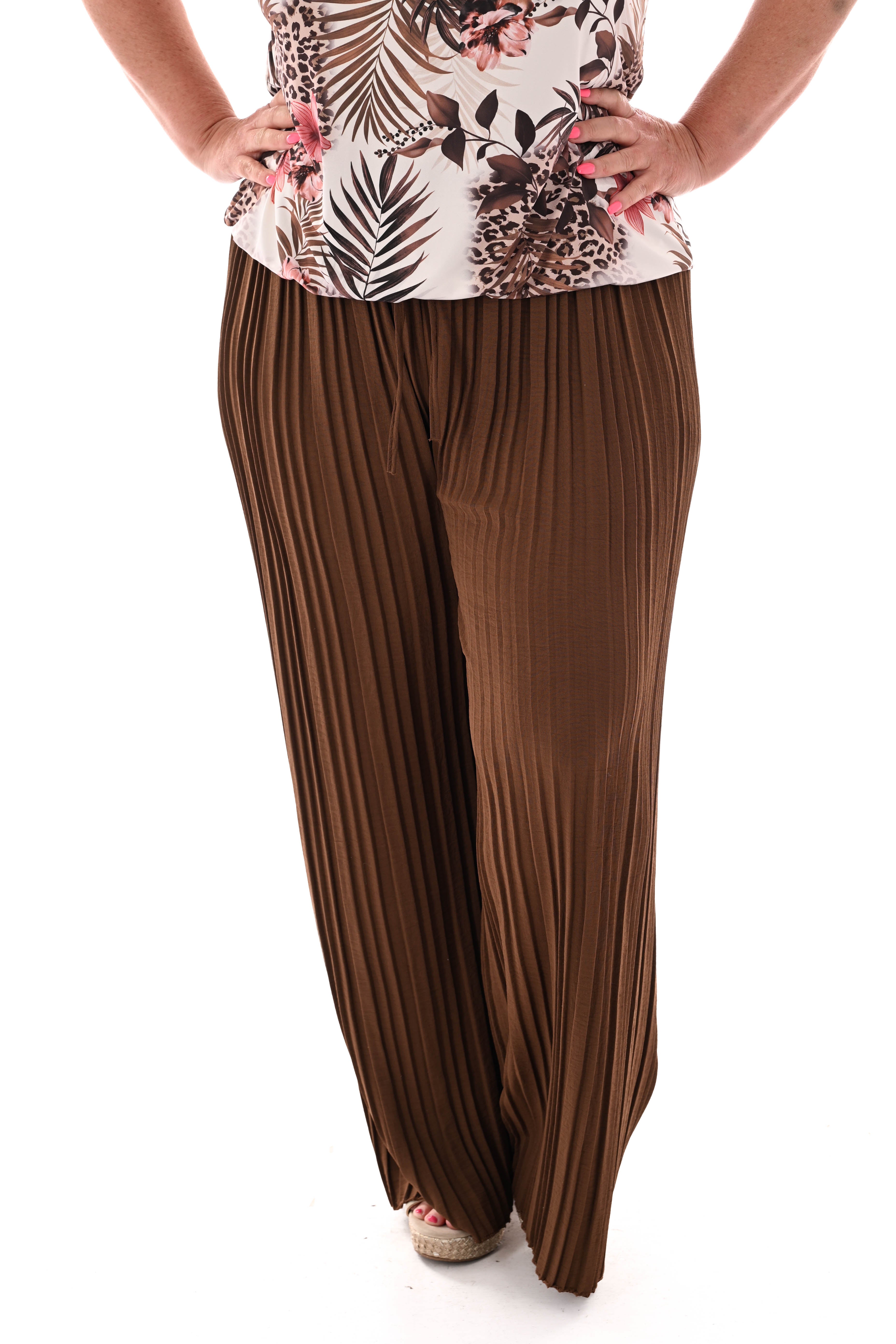 Broek plooien uni bruin