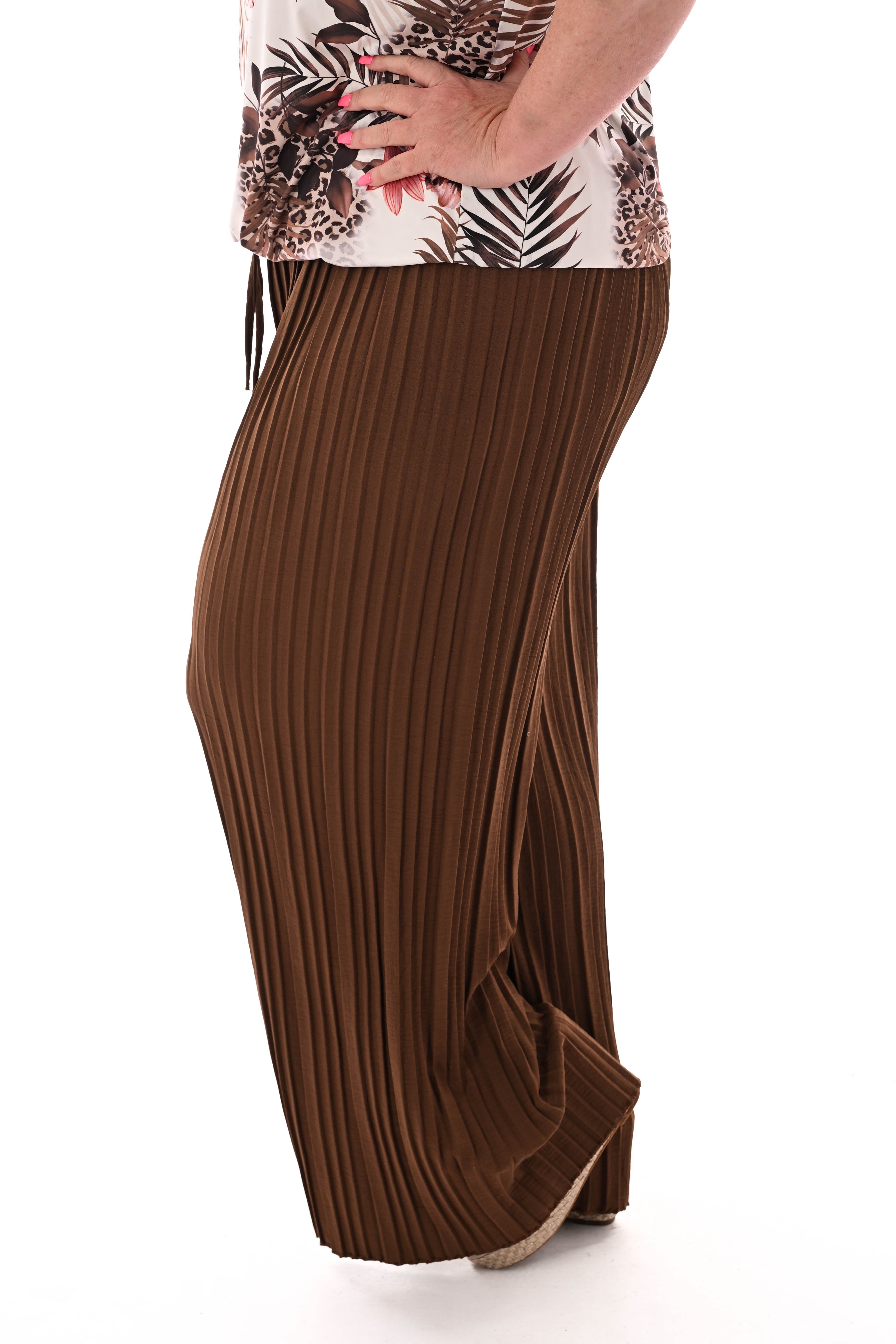 Broek plooien uni bruin