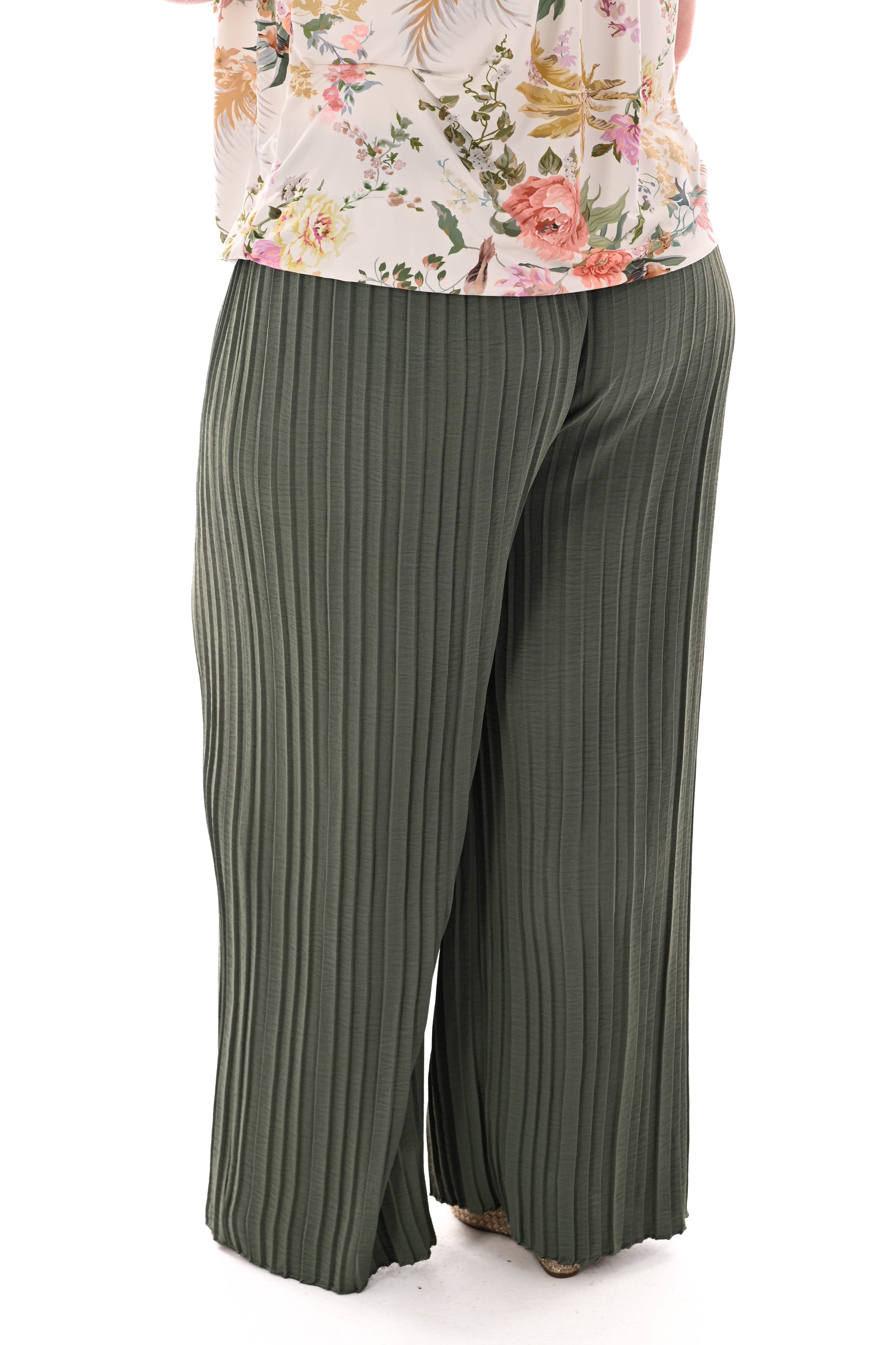 Broek plooien uni legergroen