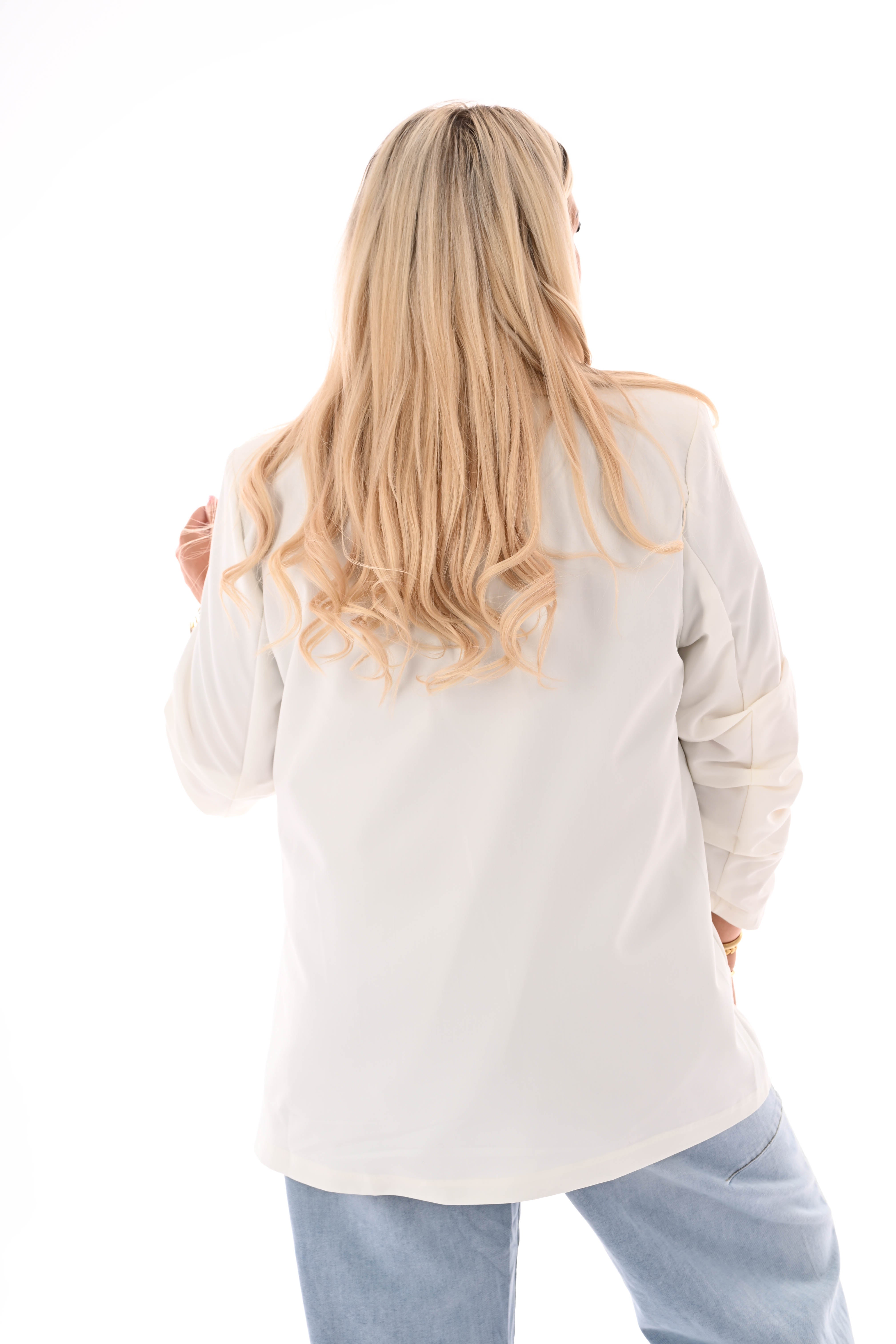 Blazer ophaalmouwen uni roomwit