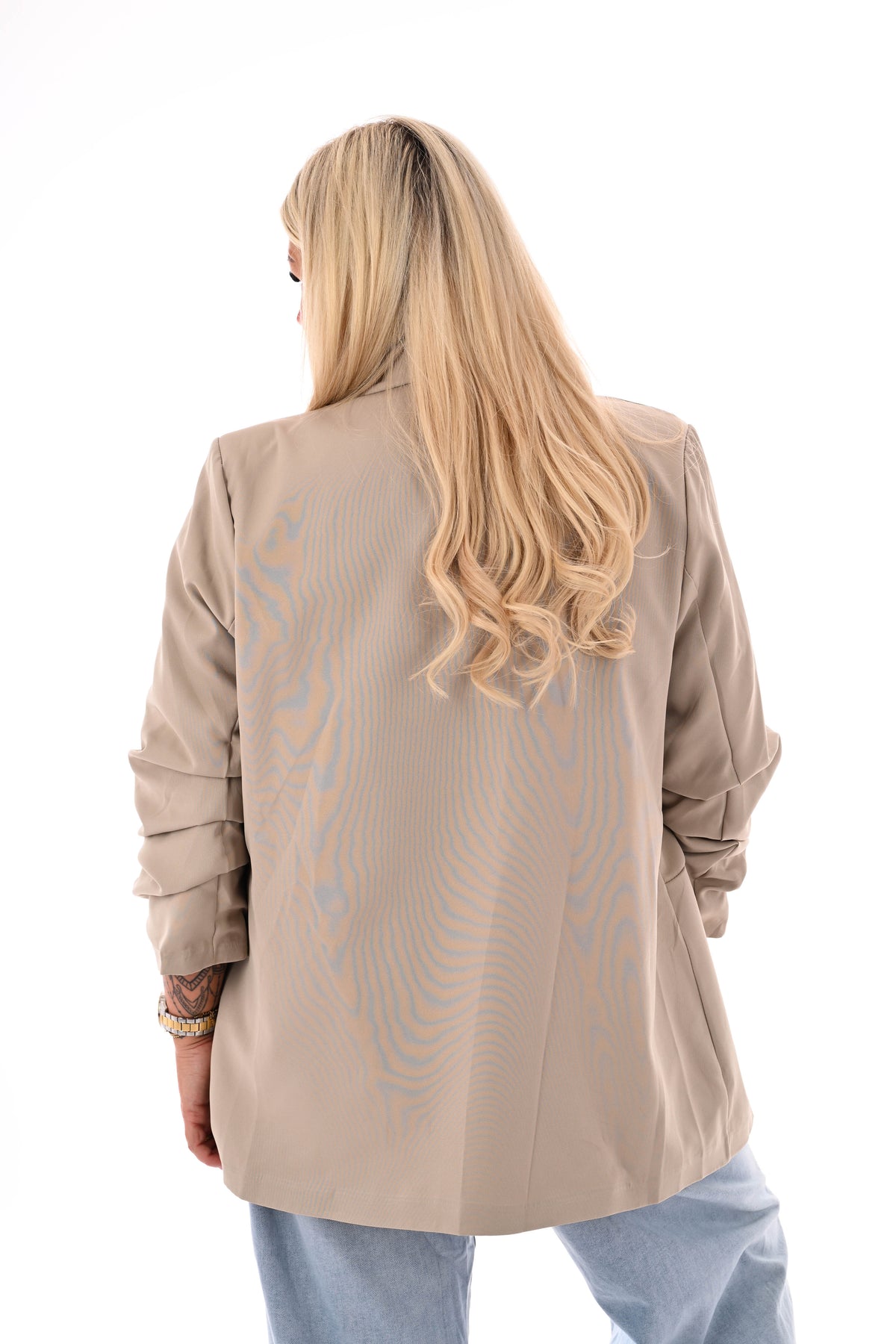 Blazer ophaalmouwen uni taupe