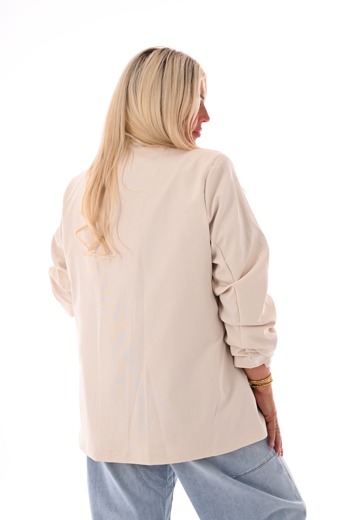 Blazer ophaalmouwen uni beige