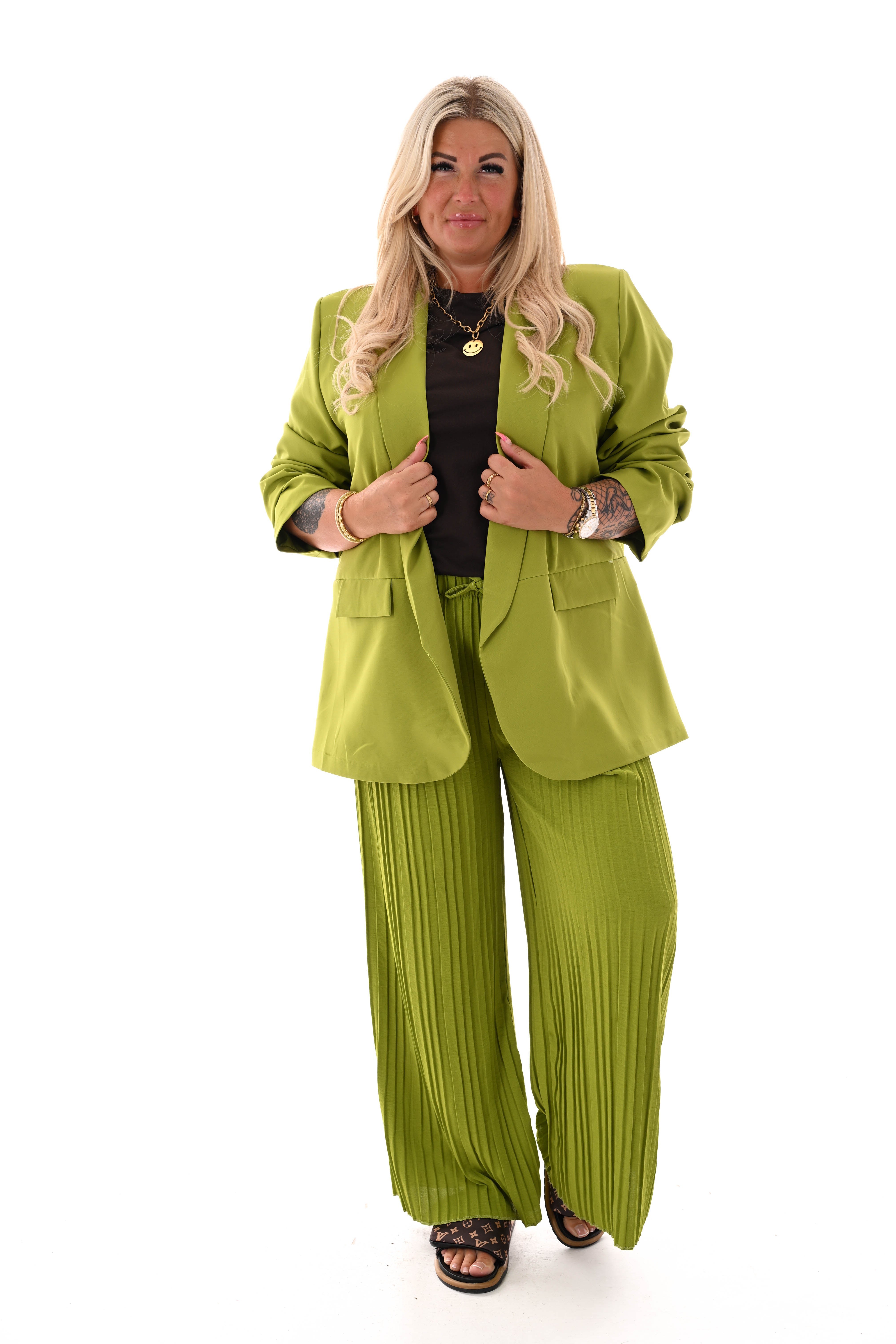 Blazer ophaalmouwen uni lime