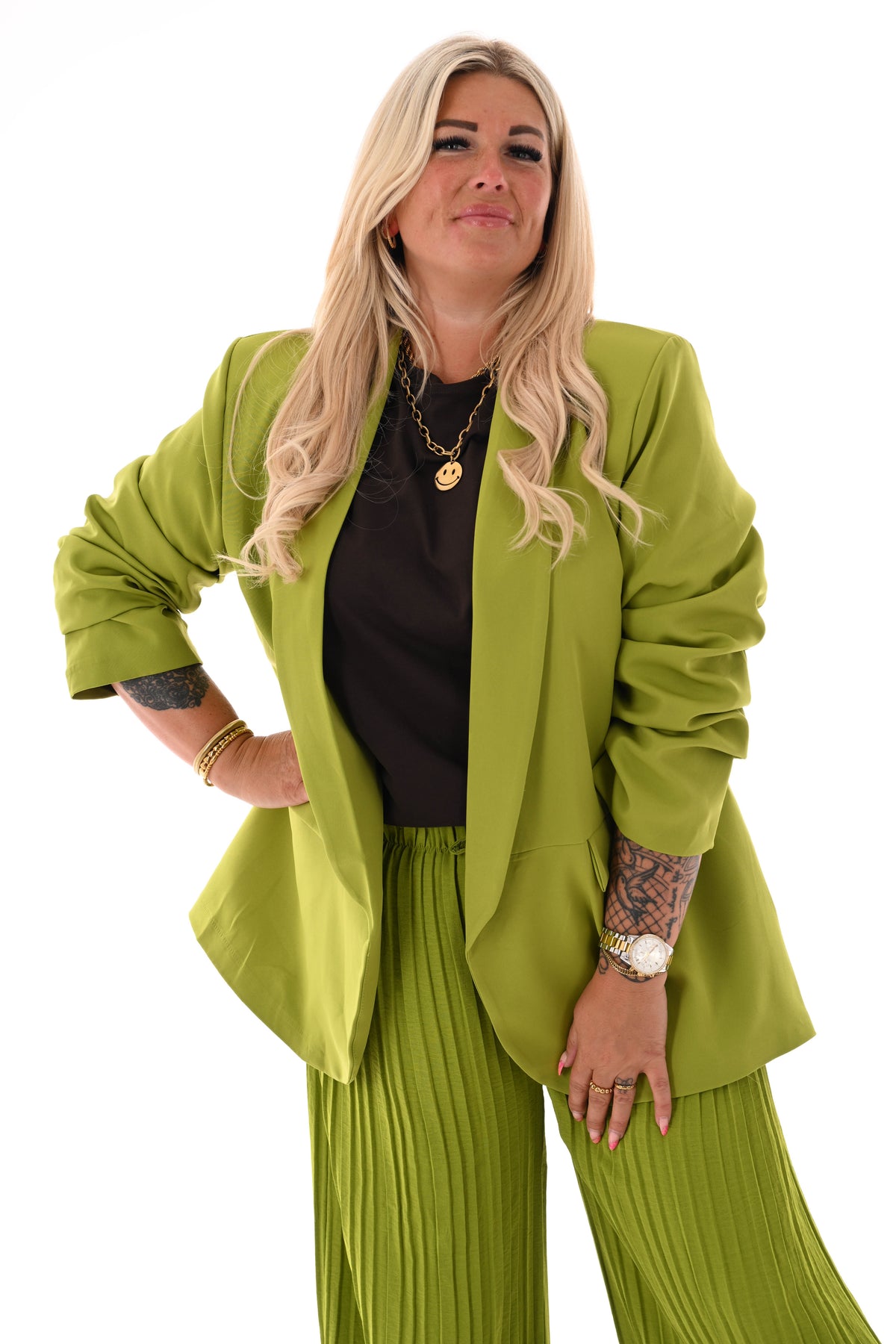 Blazer ophaalmouwen uni lime