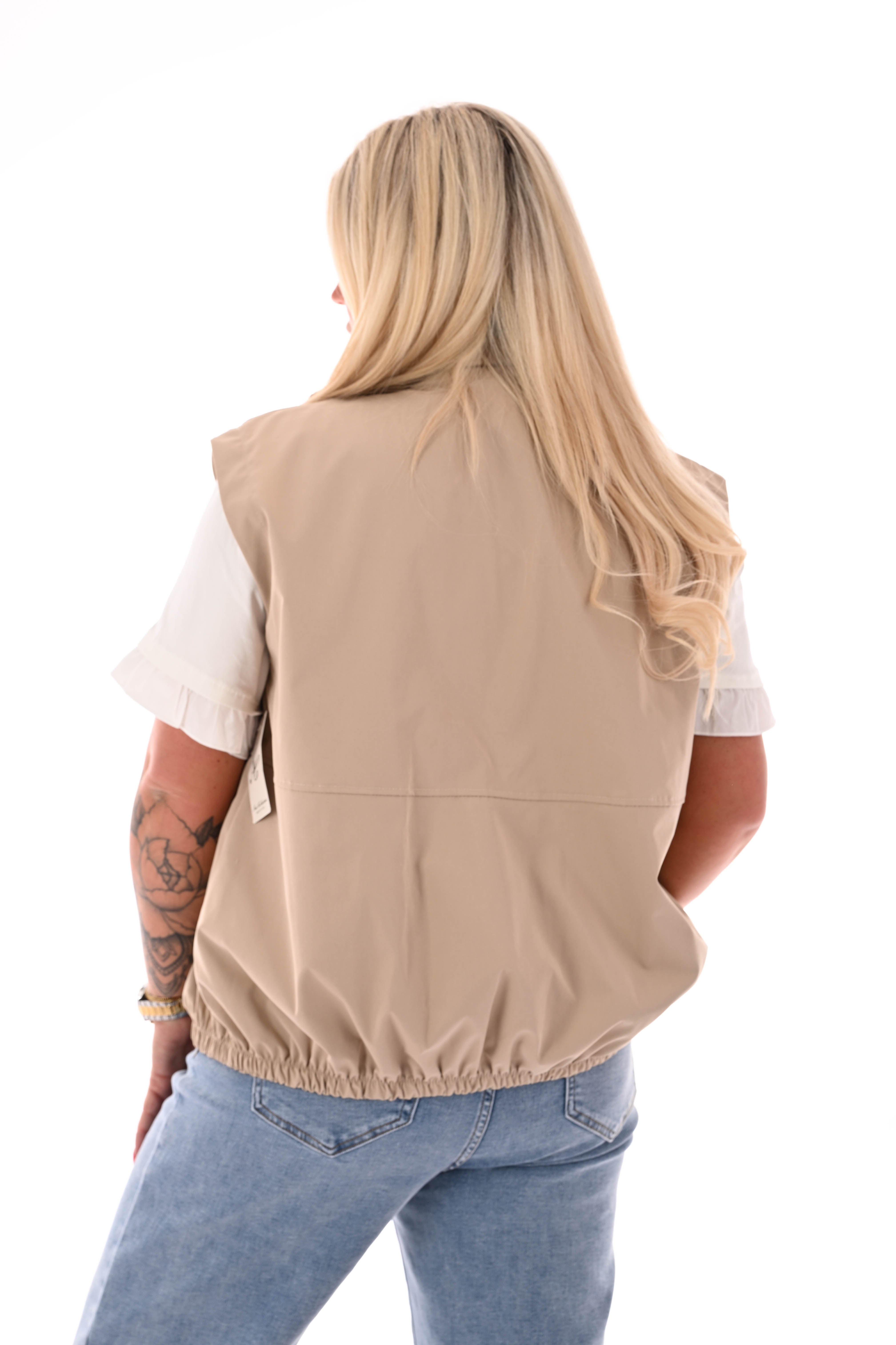 Bodywarmer met rits uni beige
