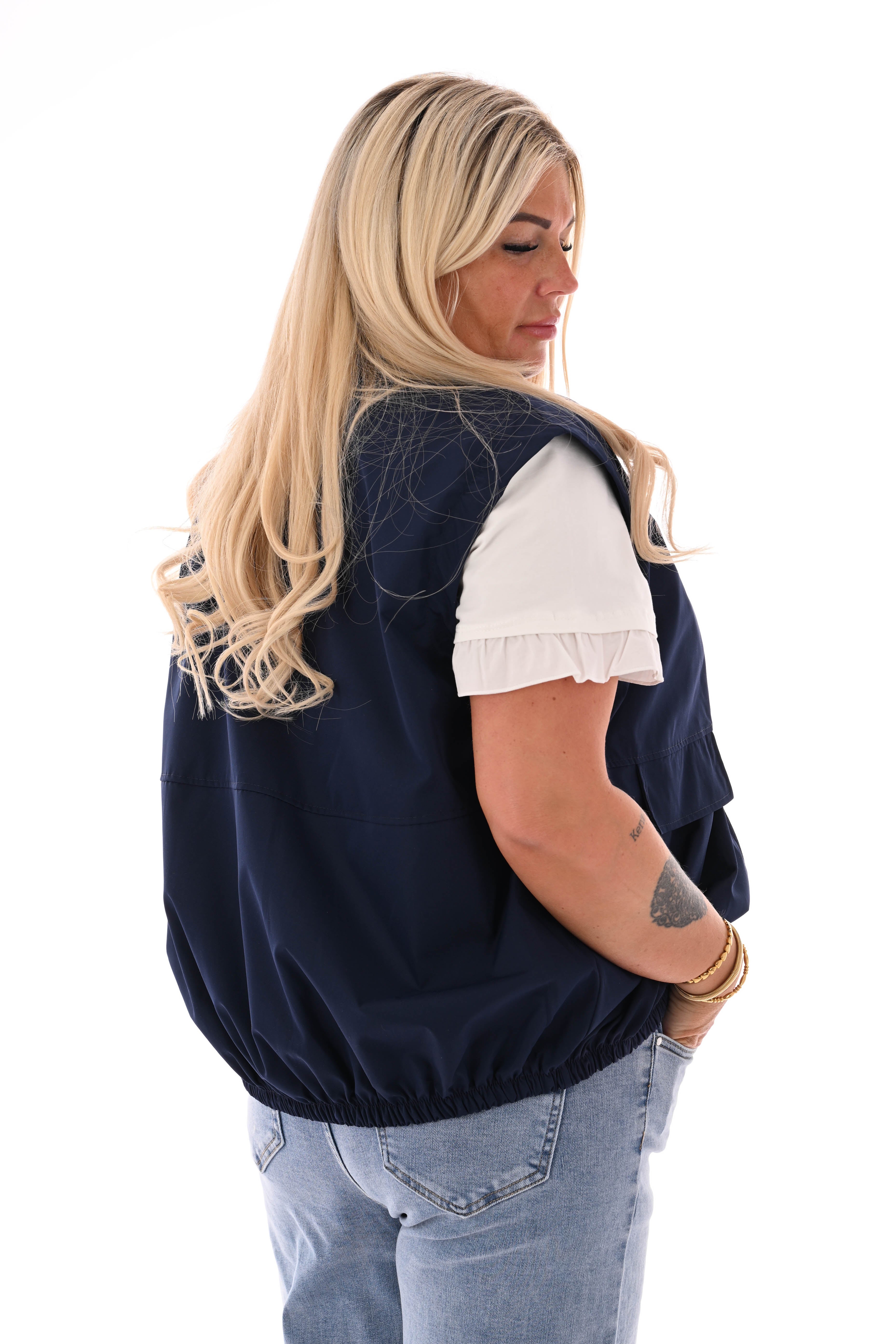 Bodywarmer met rits uni marineblauw