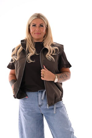 Bodywarmer met rits uni bruin
