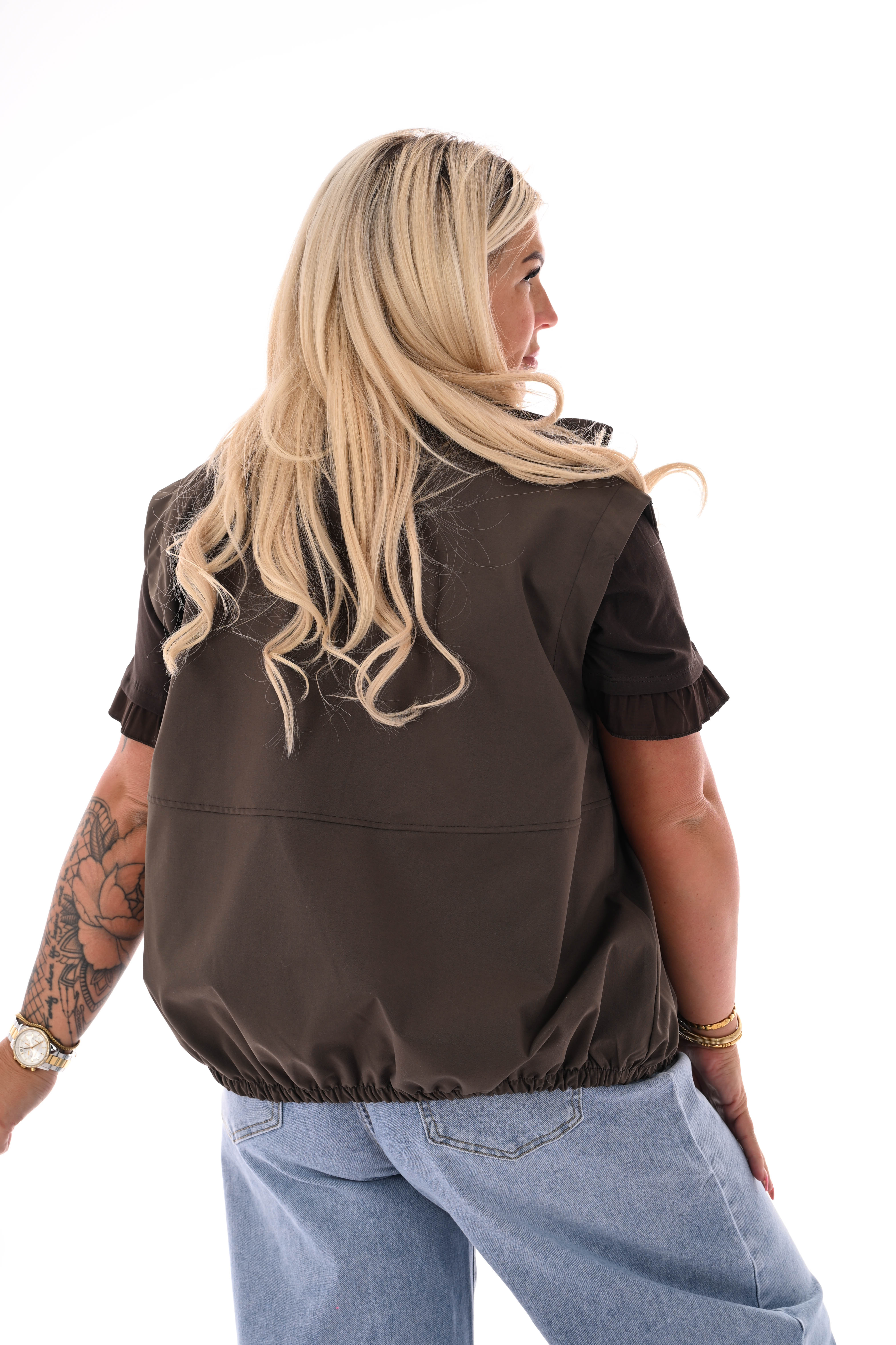 Bodywarmer met rits uni bruin