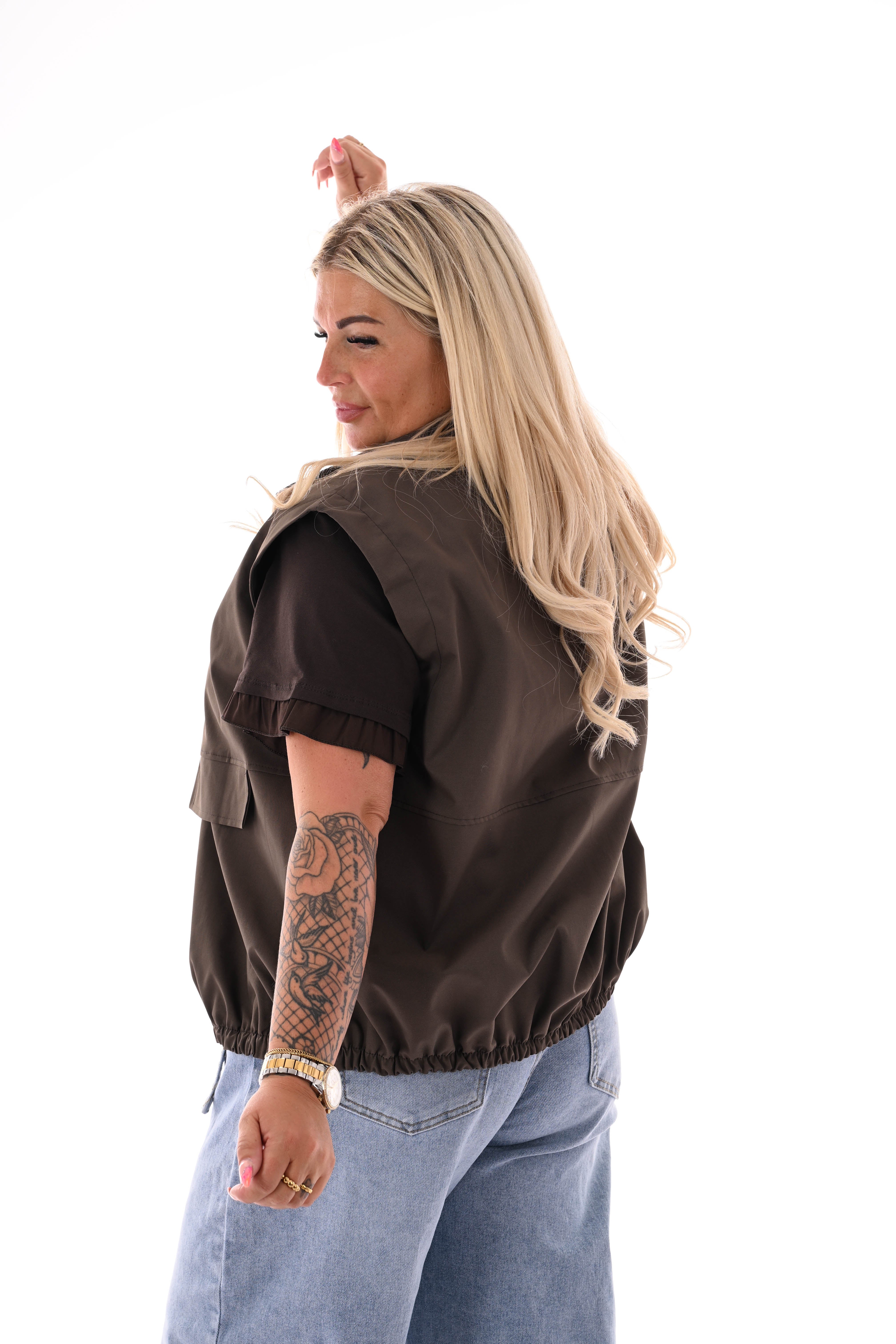 Bodywarmer met rits uni bruin