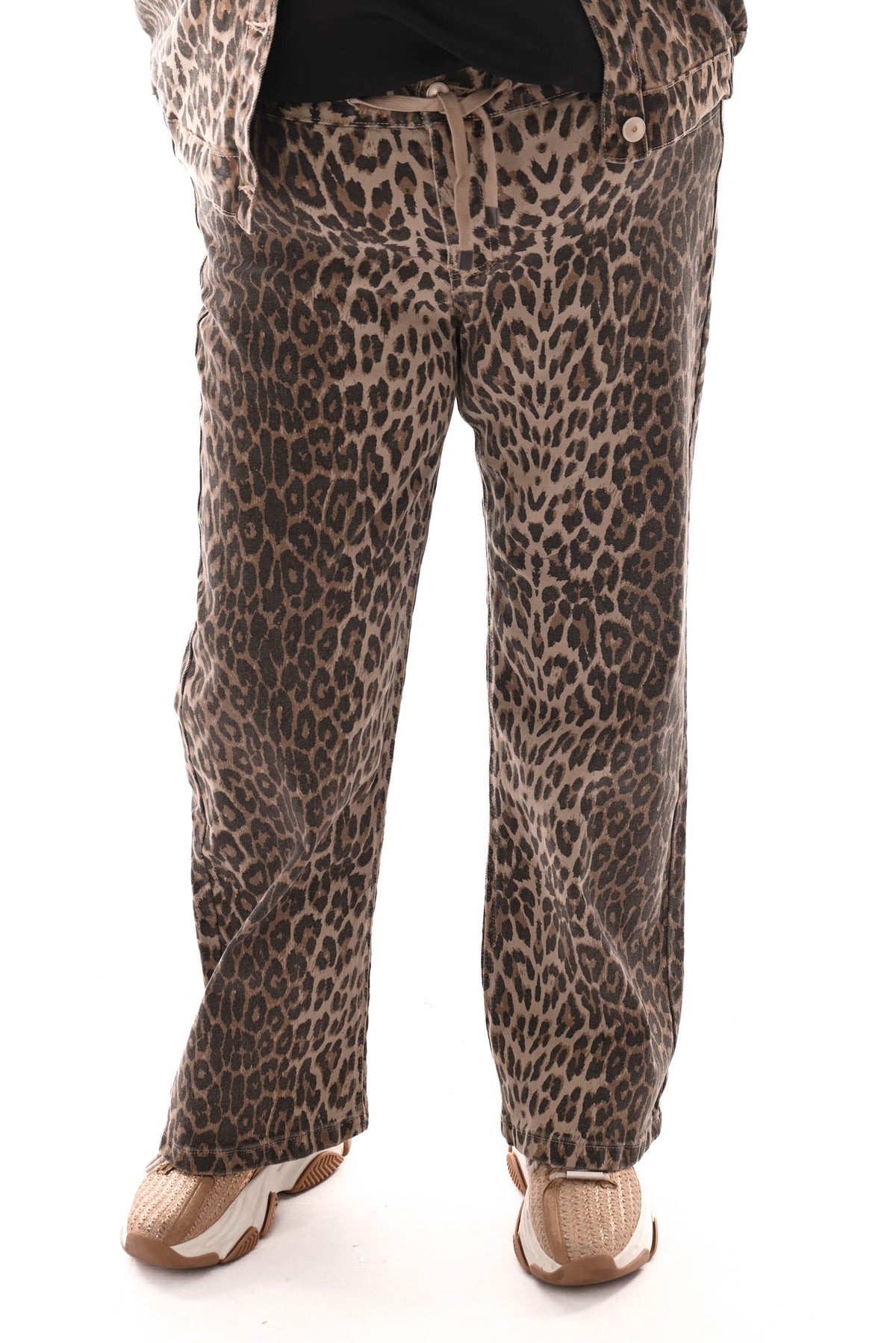 Zac&Zoe jeans panterprint wide leg bruin