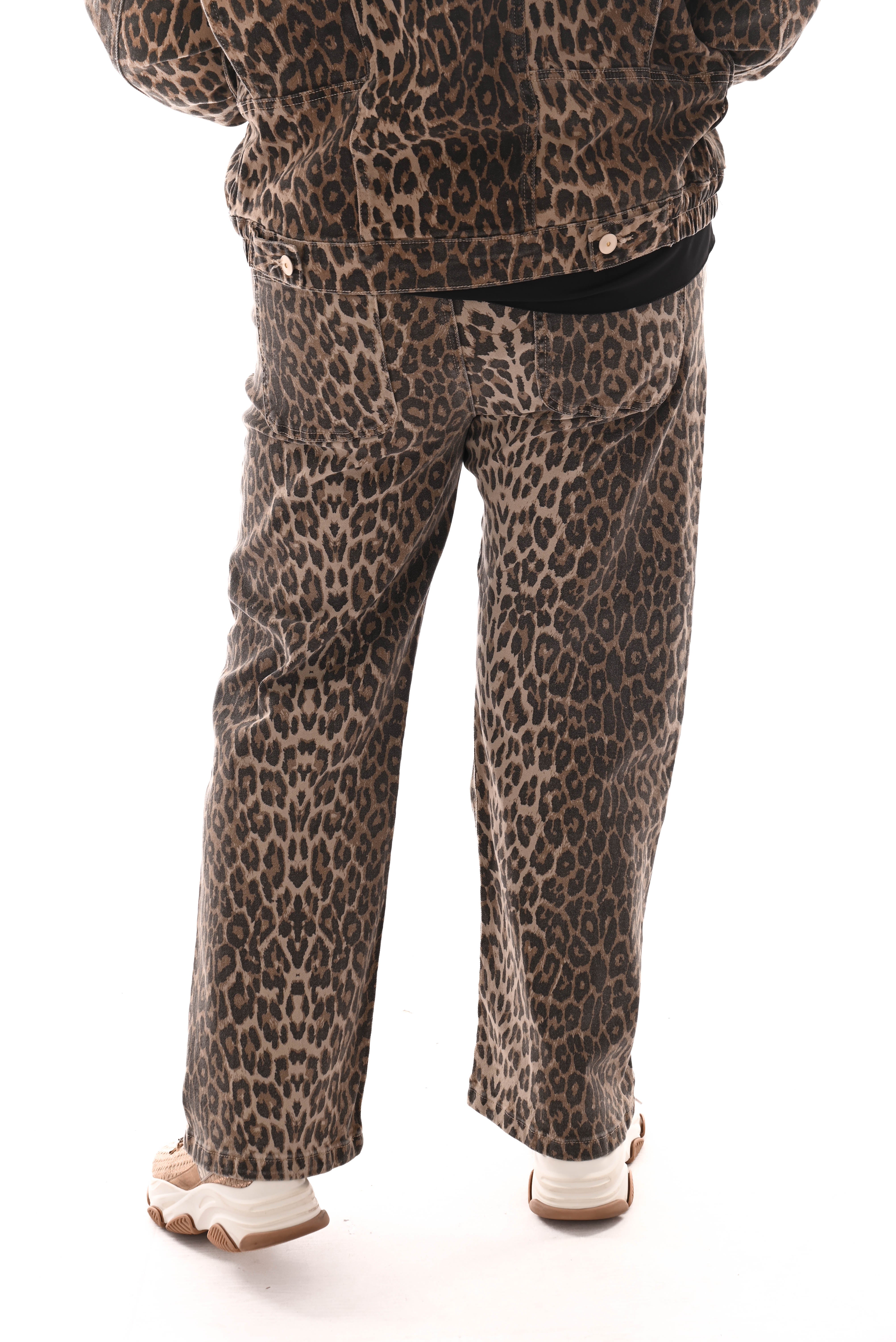 Zac&Zoe jeans panterprint wide leg bruin