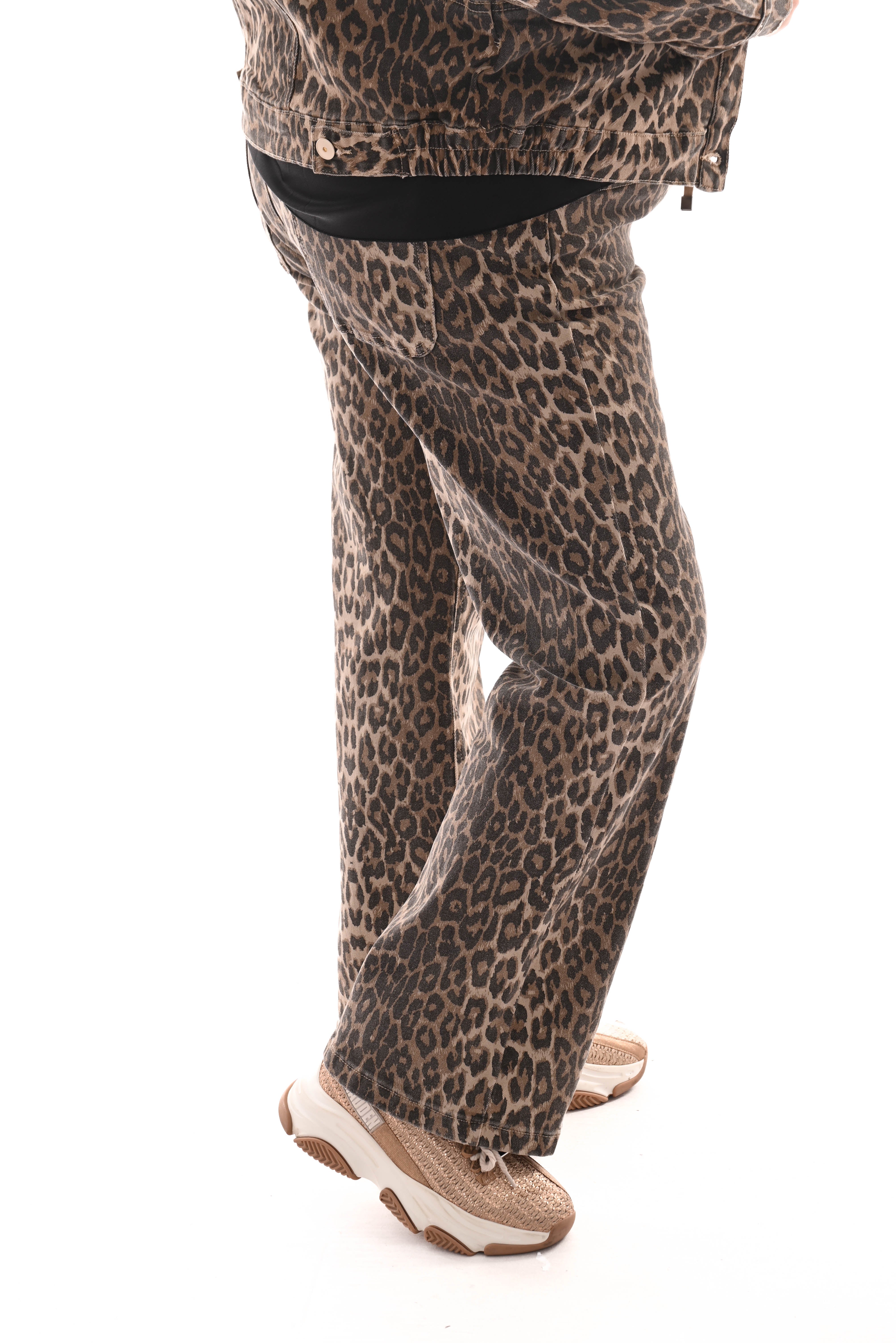 Zac&Zoe jeans panterprint wide leg bruin