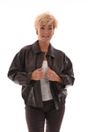 Leatherlook bomber jack donkerbruin