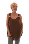 Top mouwloos zon detail bruin
