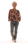 Top lange mouwen paisley strik detail bruin