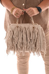 Tas suedinelook franjes beige