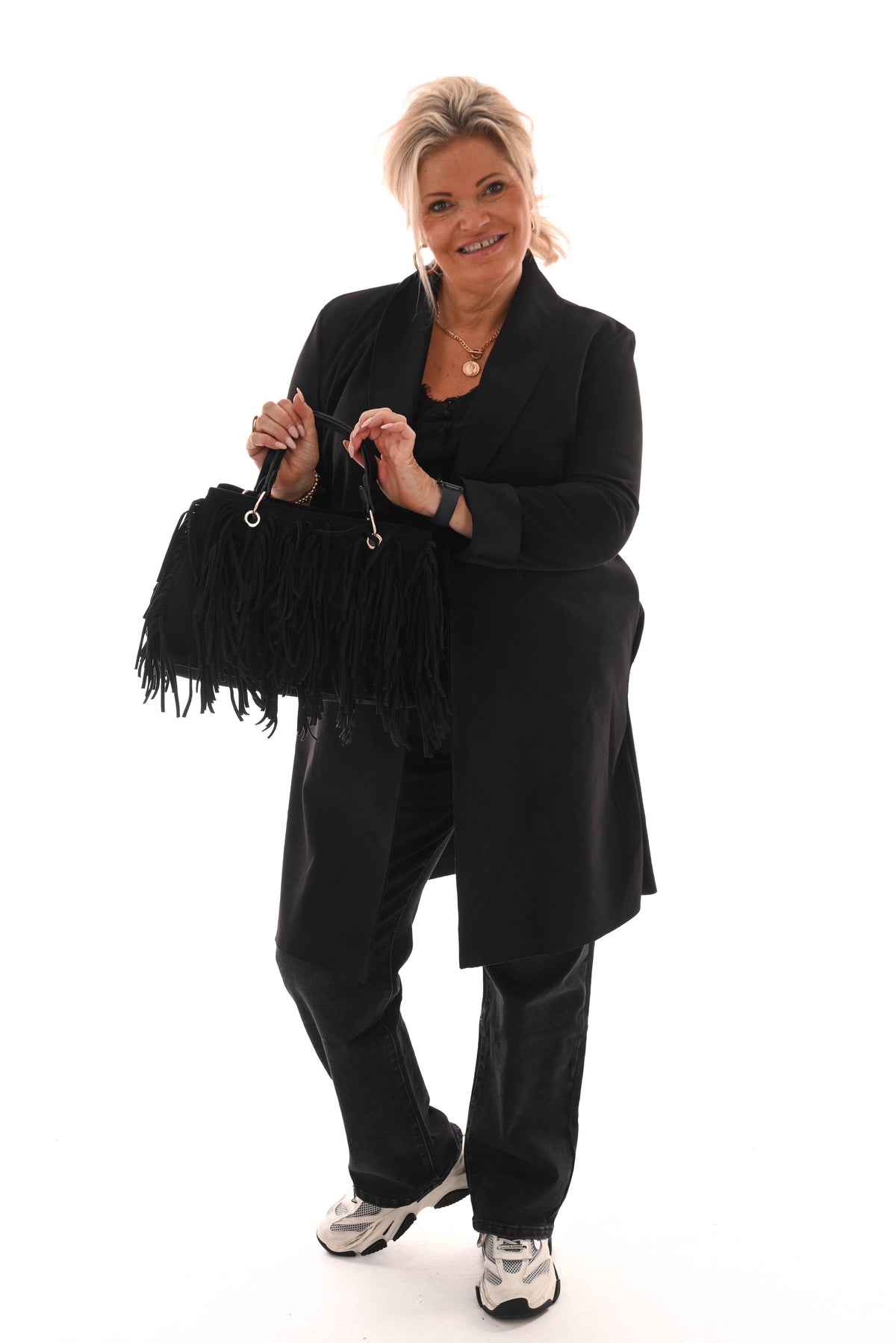 Suede look jas zwart