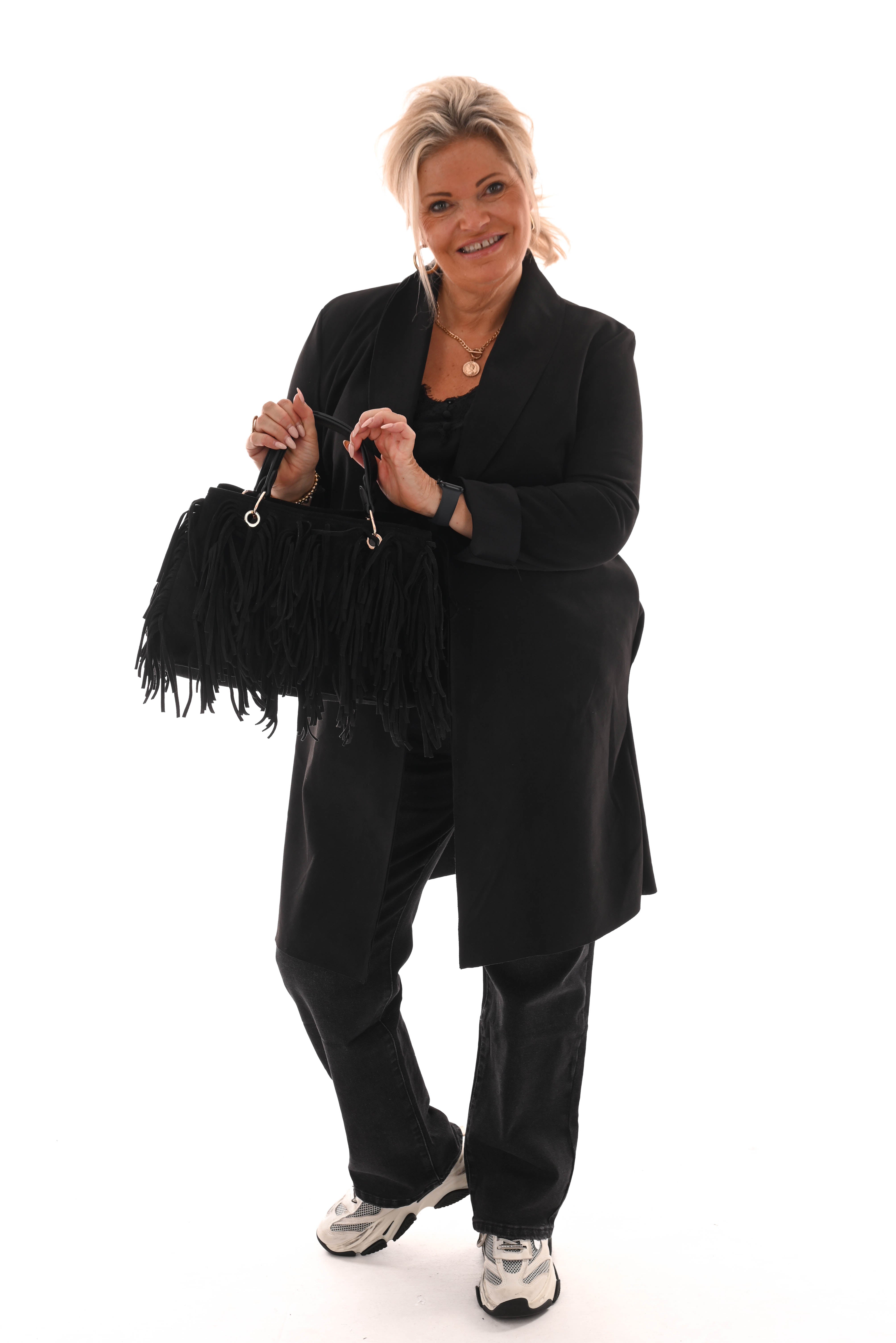 Suede look jas zwart