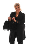 Tas suedinelook franjes zwart