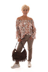 Off shoulder panter top creme/oranje