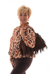 Doorknoop blouse panterprint roomwit/oranje