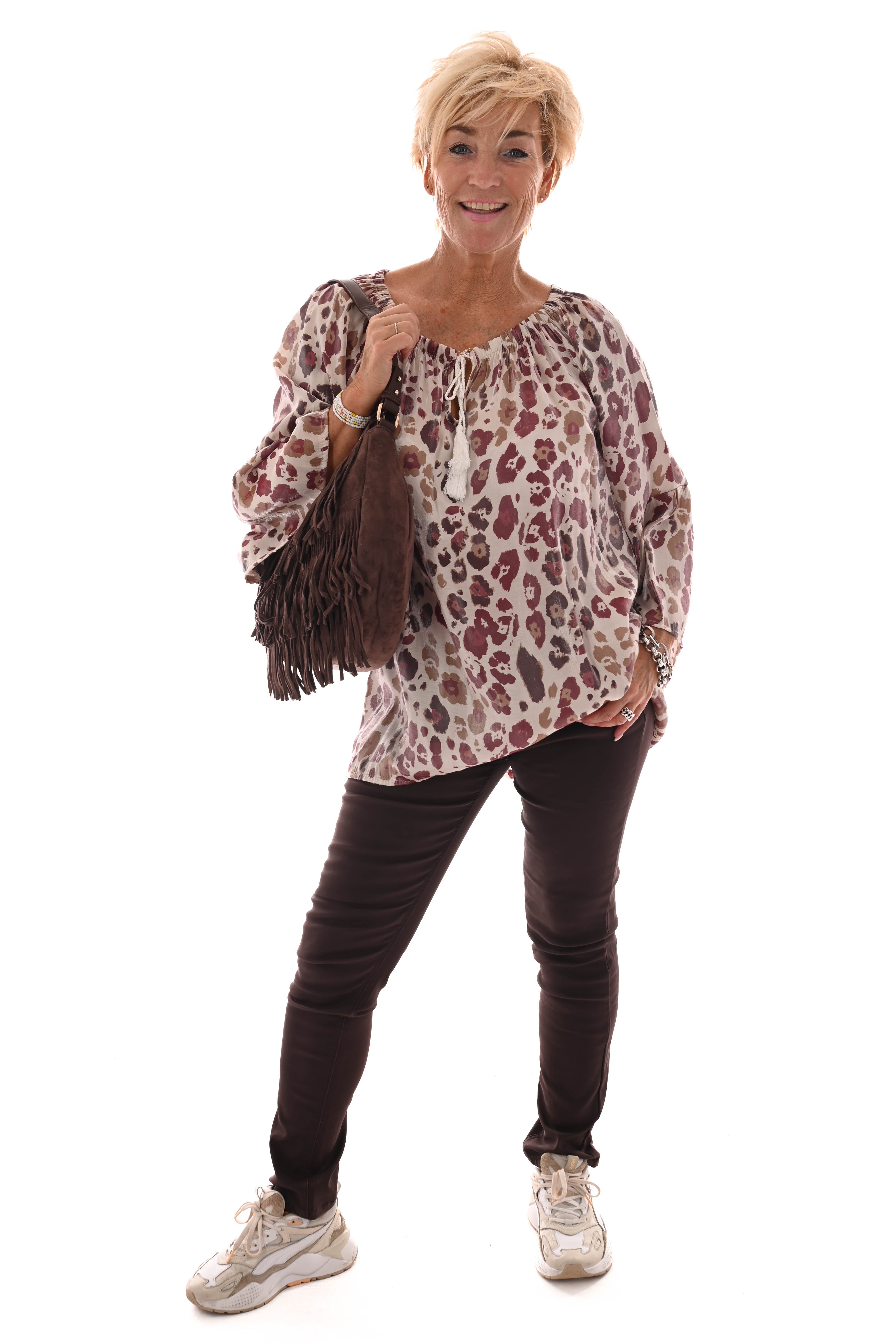 Off shoulder panter top creme/bordeaux
