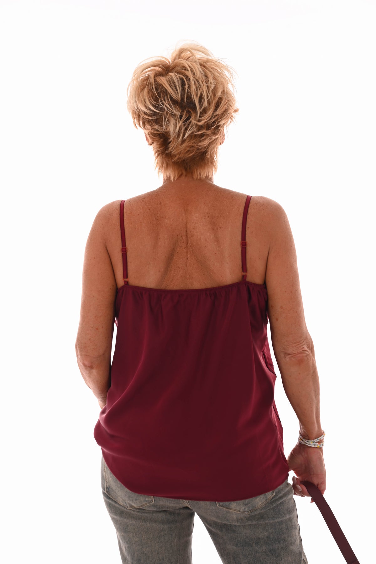 Silky hemdje kant met knoopjes bordeaux