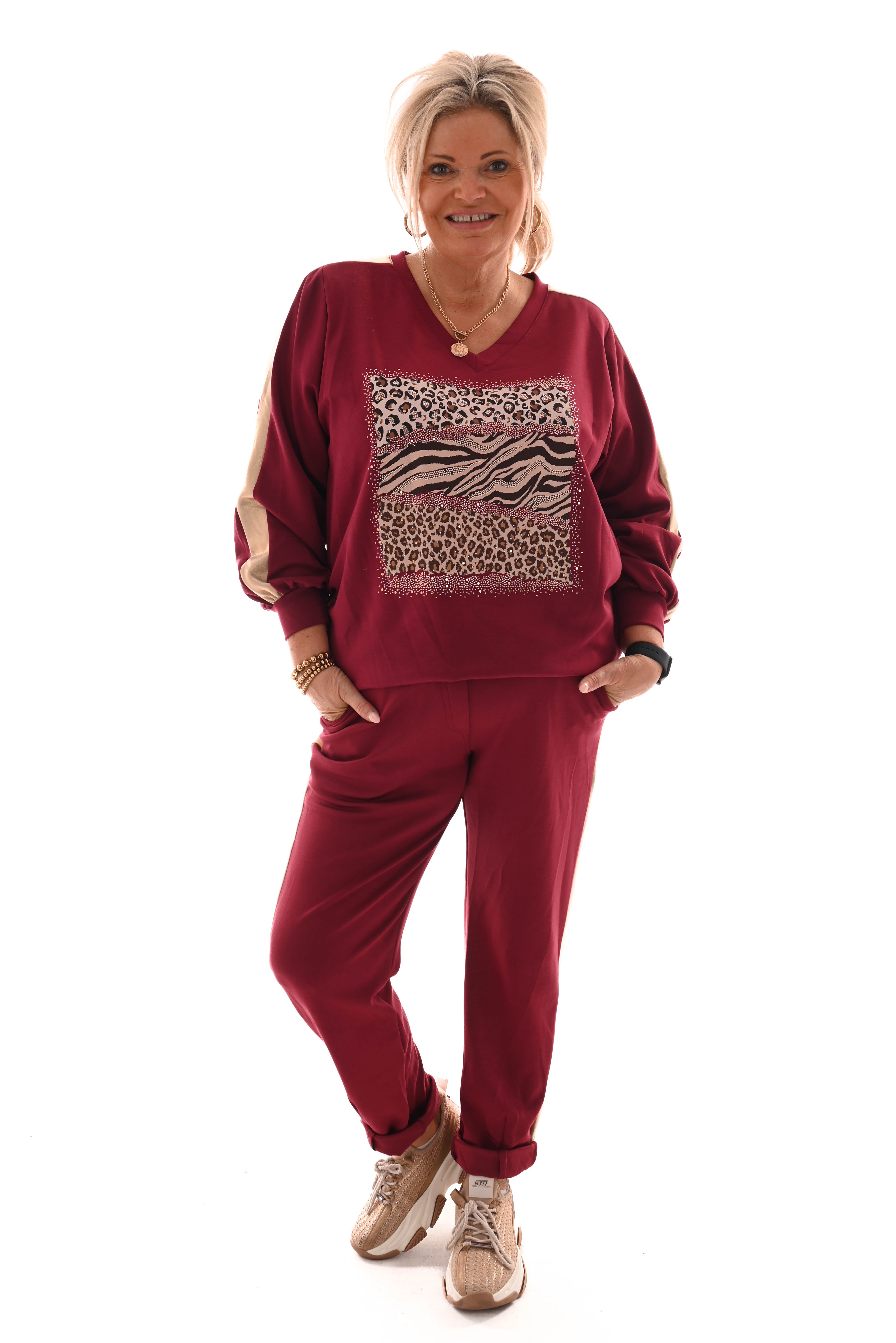 Tweedelig pak dieren mix gouden bies comfy bordeaux
