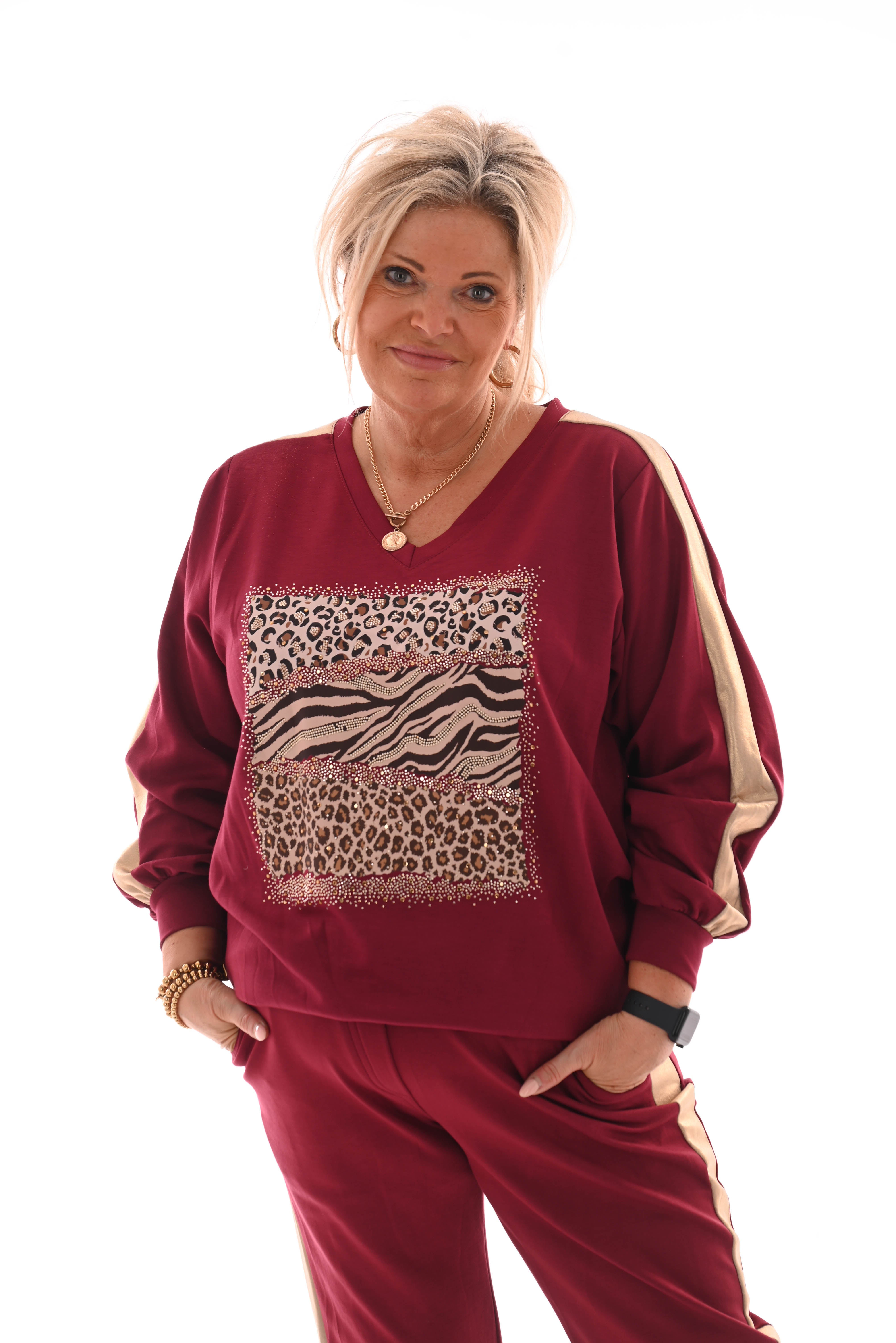 Tweedelig pak dieren mix gouden bies comfy bordeaux