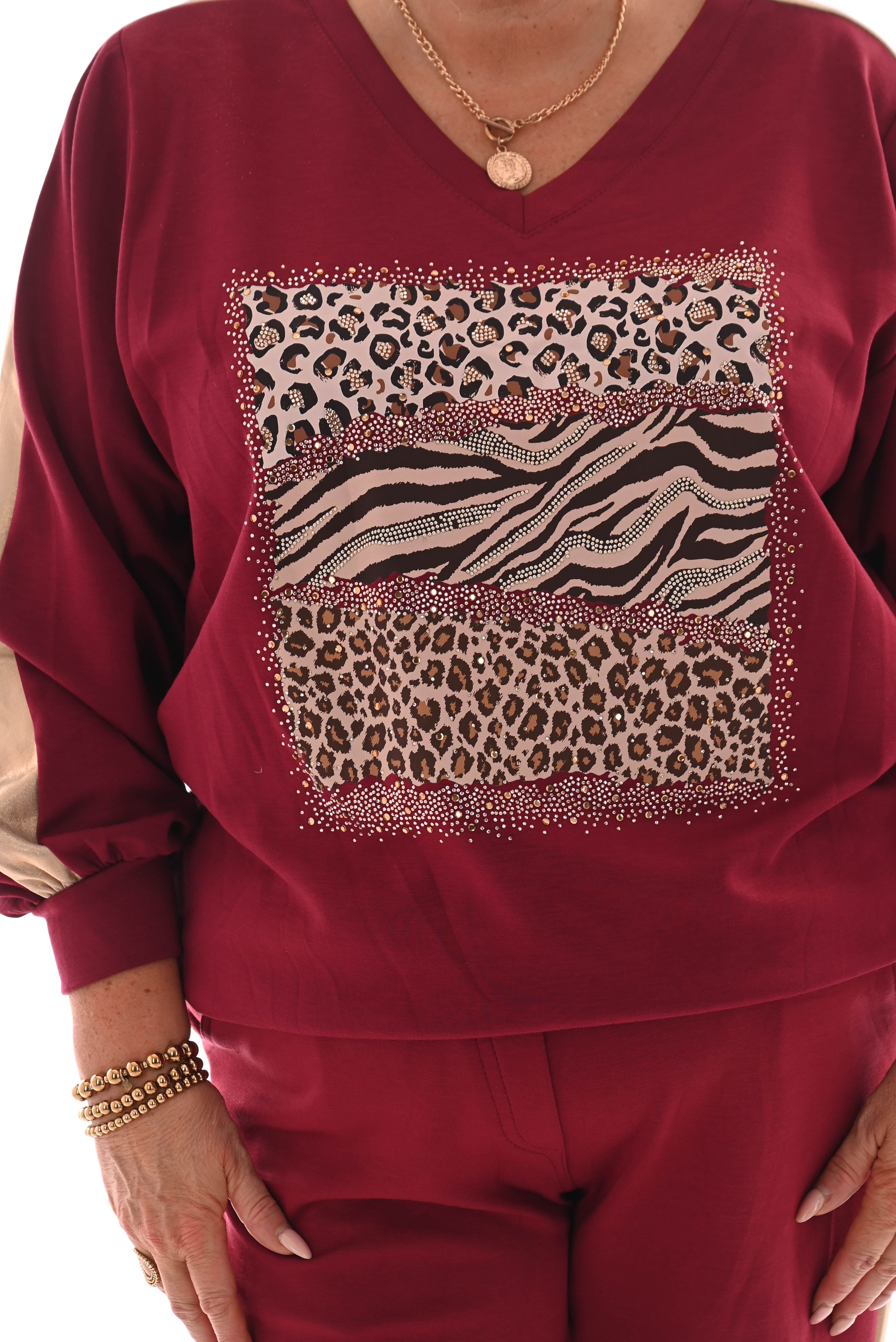 Tweedelig pak dieren mix gouden bies comfy bordeaux