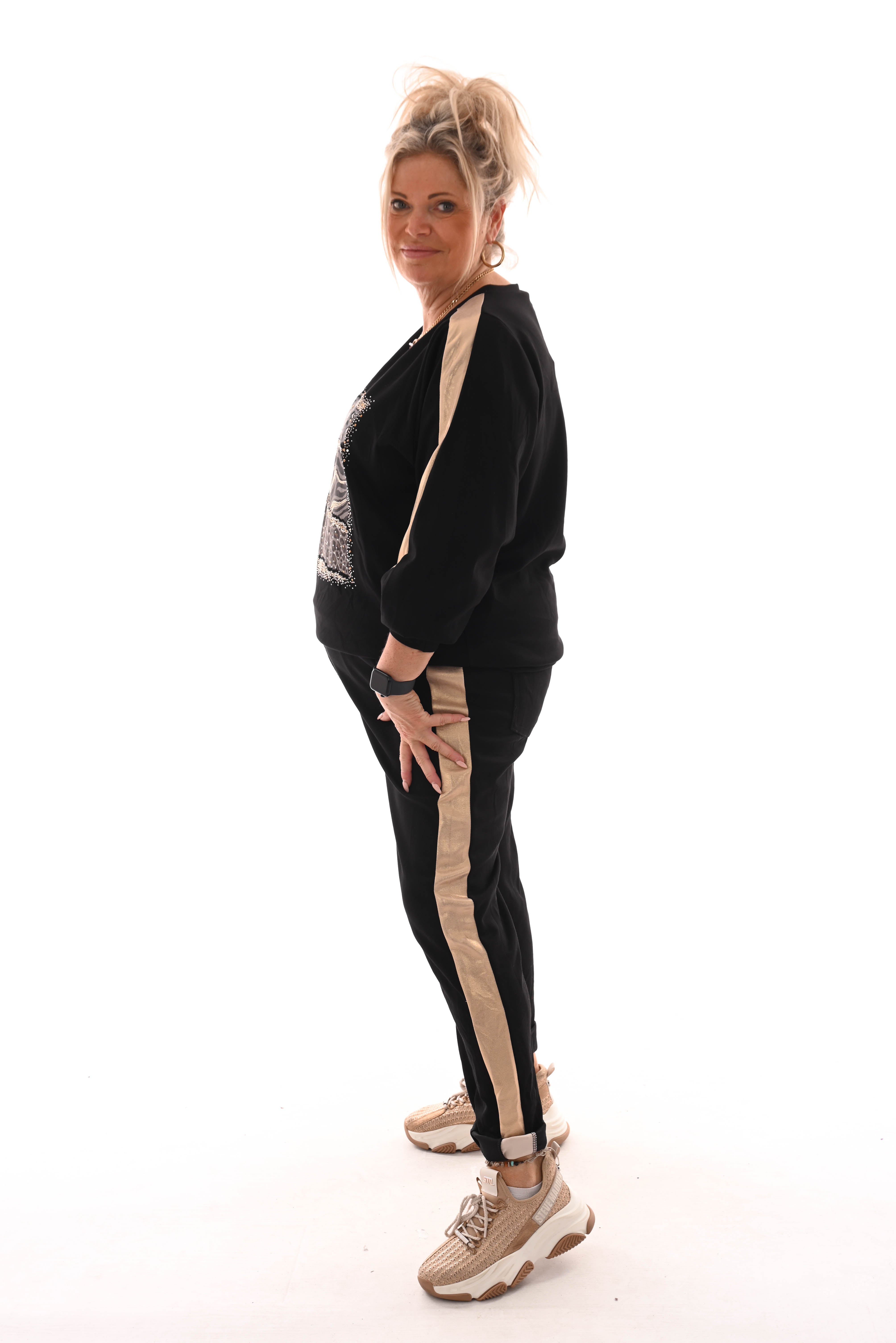 Tweedelig pak dieren mix gouden bies comfy zwart