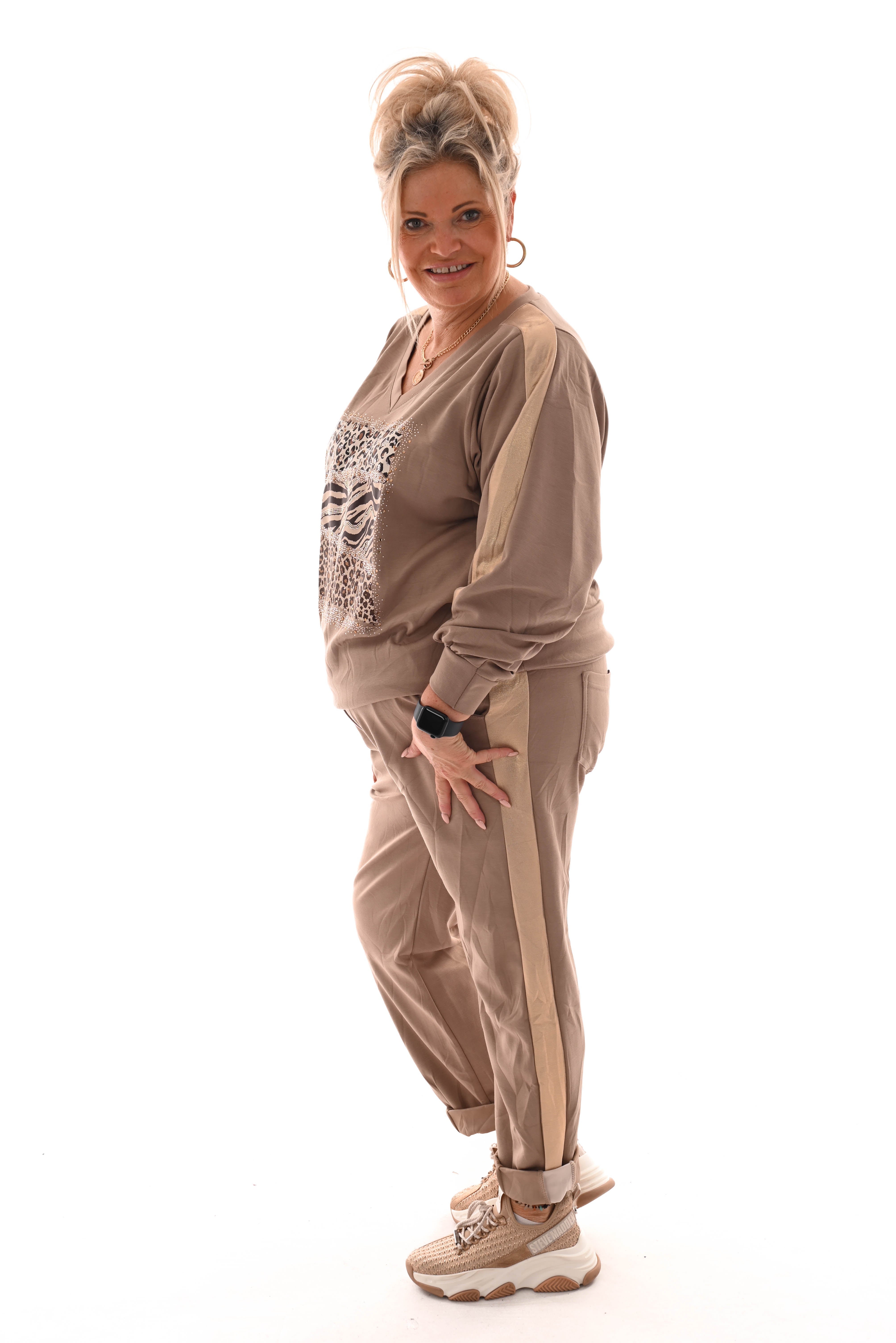 Tweedelig pak dieren mix gouden bies comfy taupe