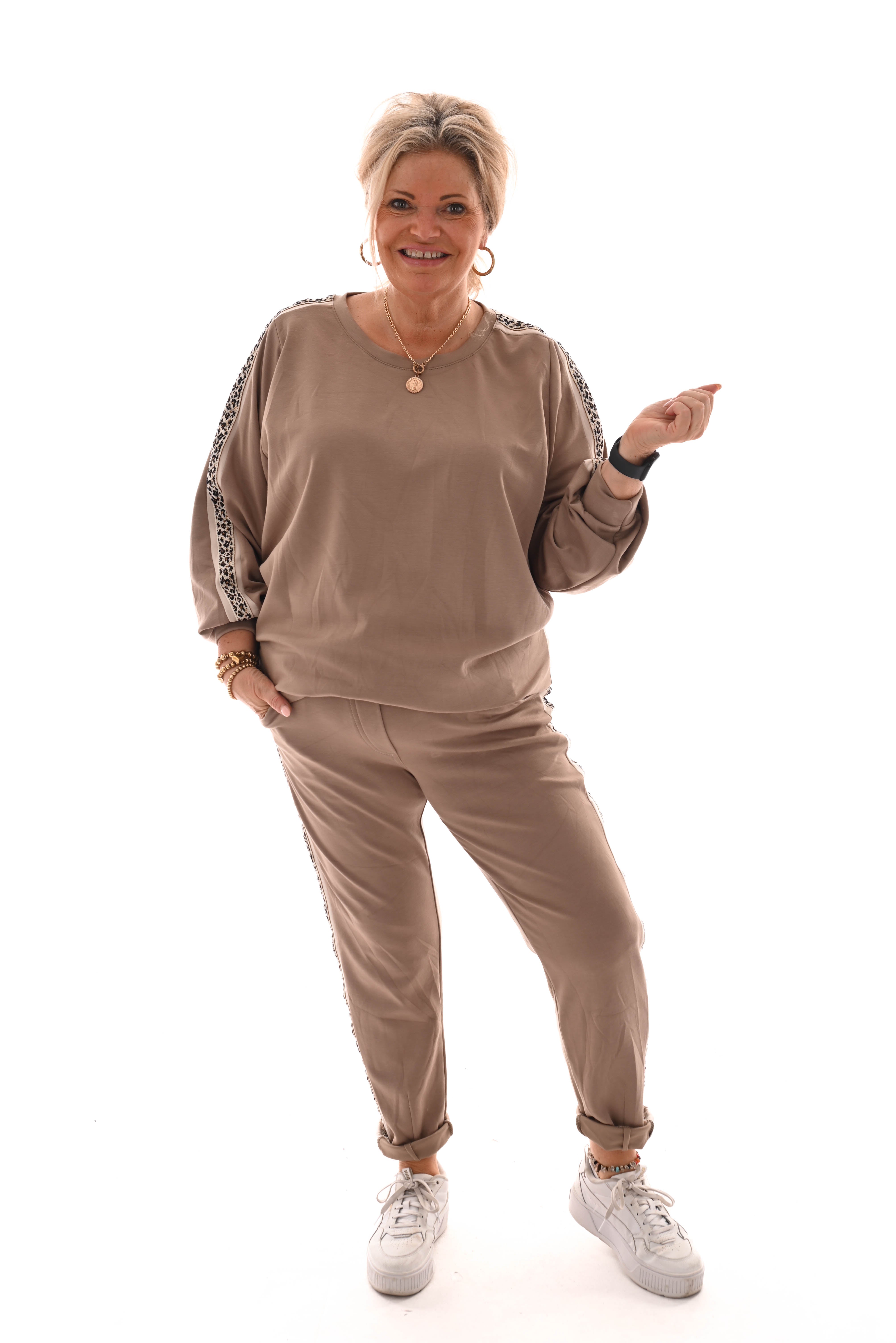 Tweedelig pak panterbies comfy taupe