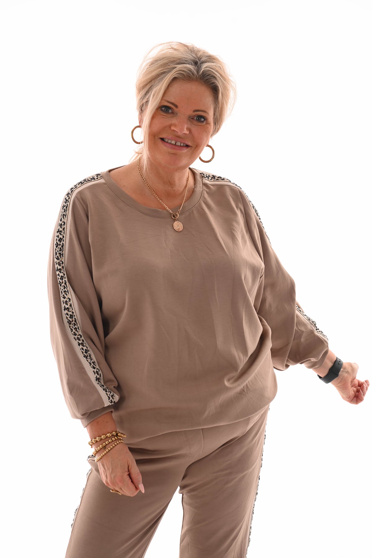 Tweedelig pak panterbies comfy taupe