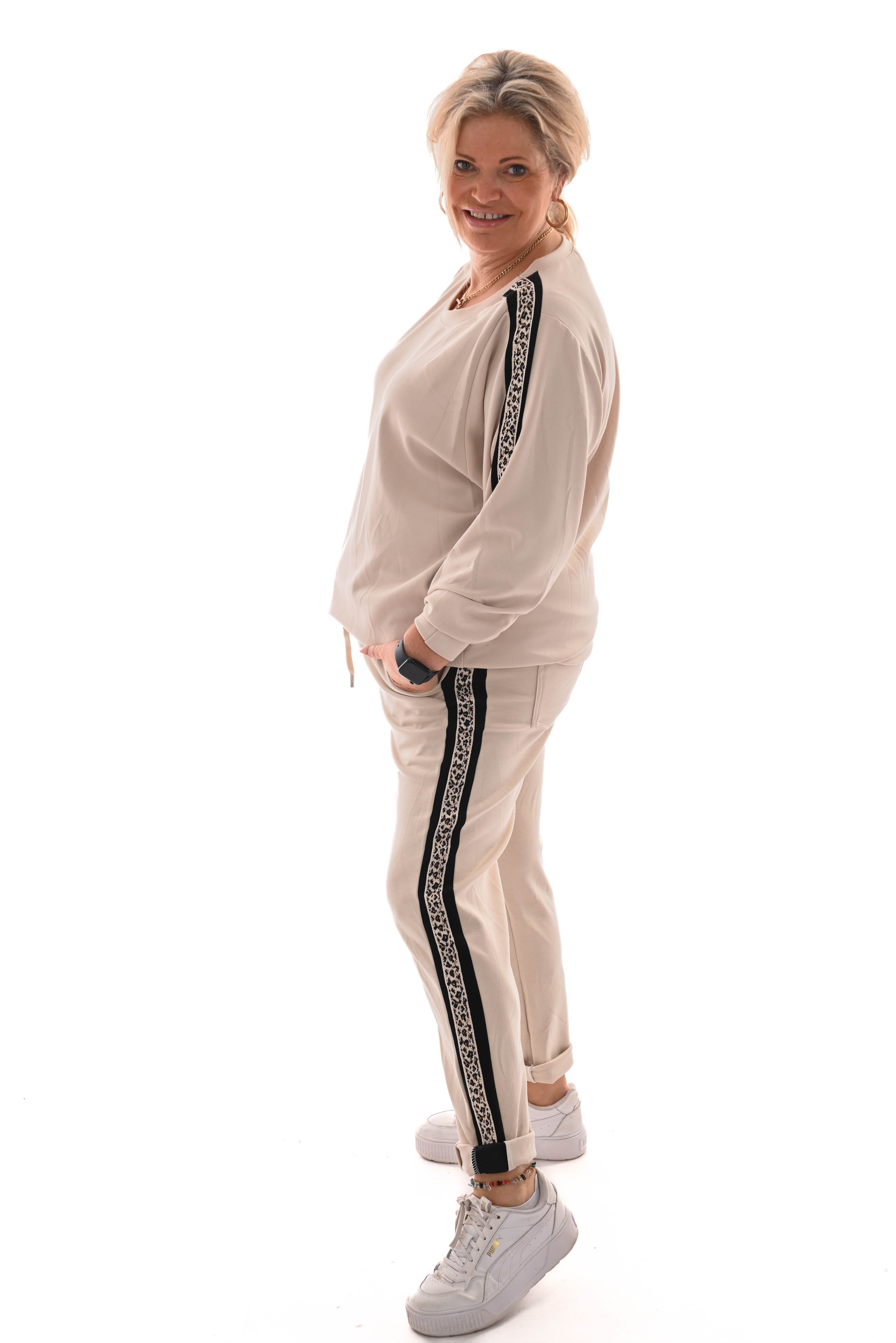 Tweedelig pak panterbies comfy beige