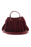 Tas suedinelook franjes bordeaux