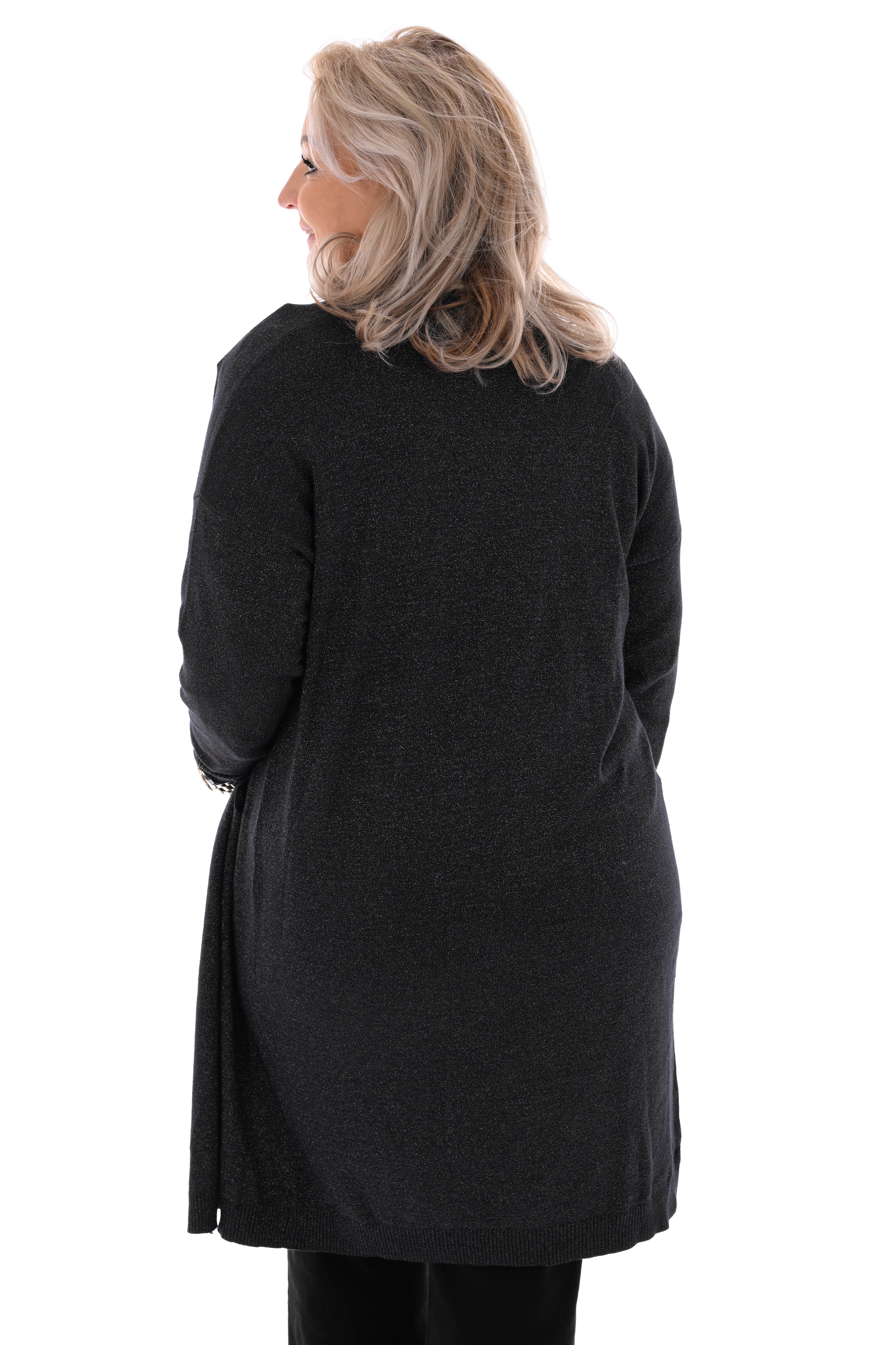 Half lang vest glitter zwart