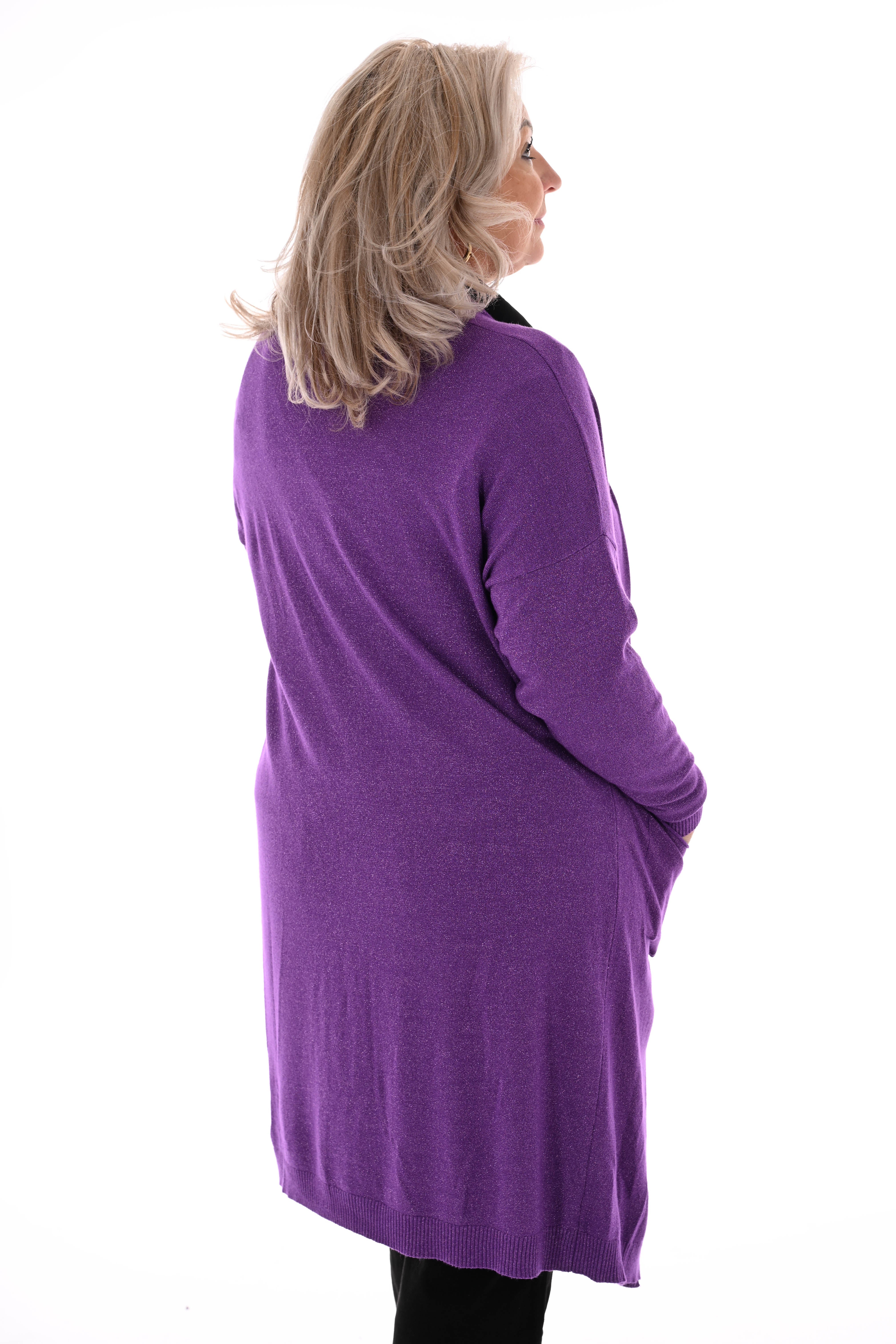 Half lang vest glitter paars