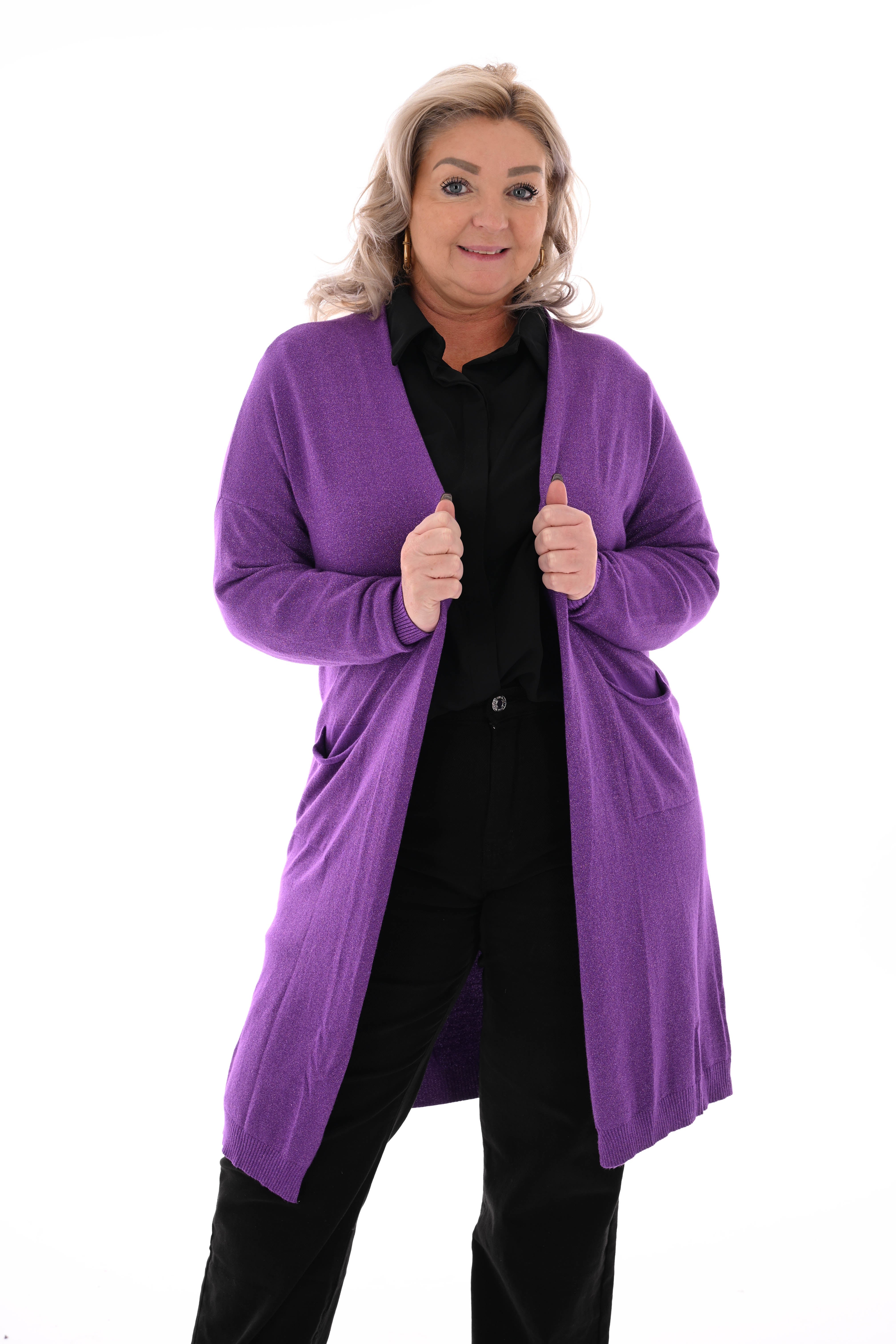 Half lang vest glitter paars