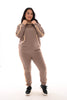 Tweedelige set met teddy bies taupe