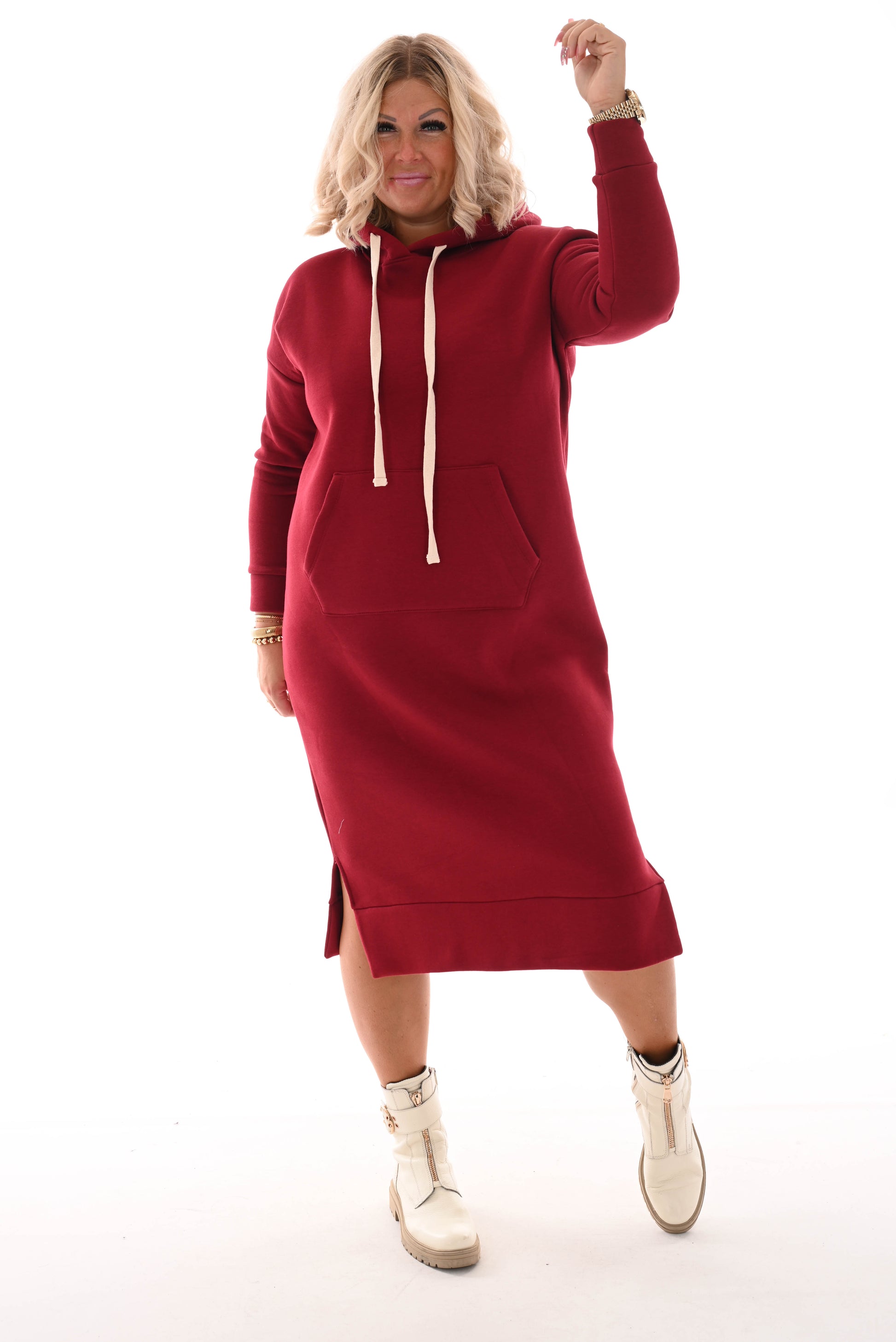 Sweater dress lang bordeaux