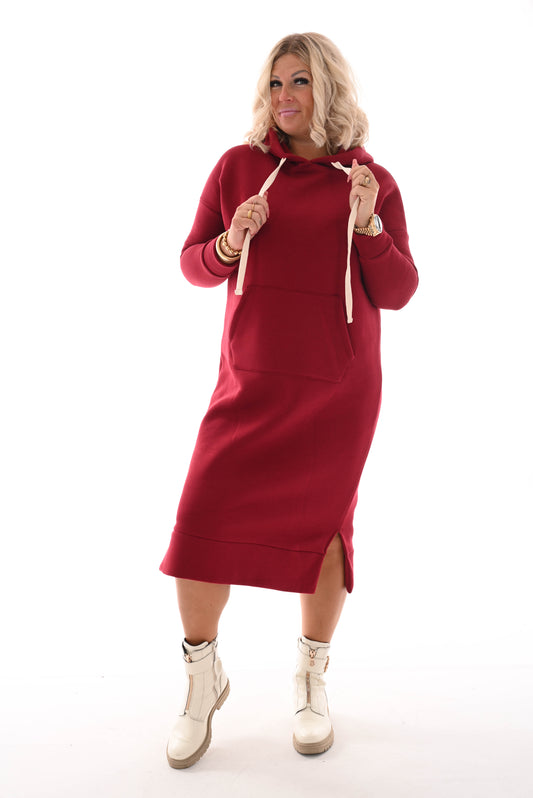 Sweater dress lang bordeaux