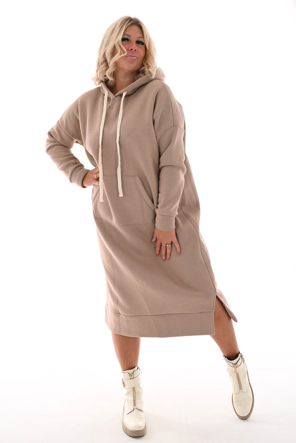 Sweater dress lang donkerbeige