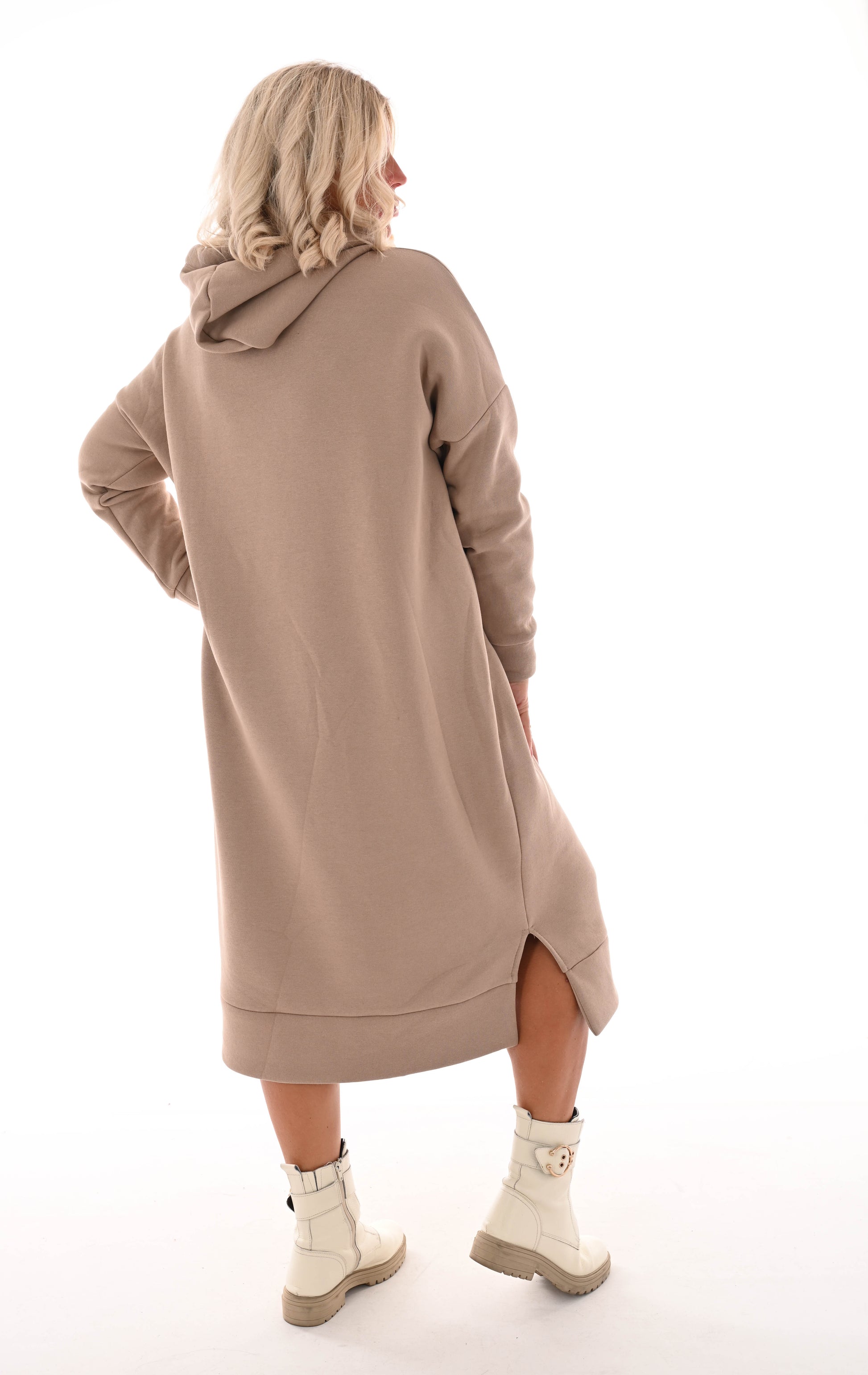 Sweater dress lang donkerbeige