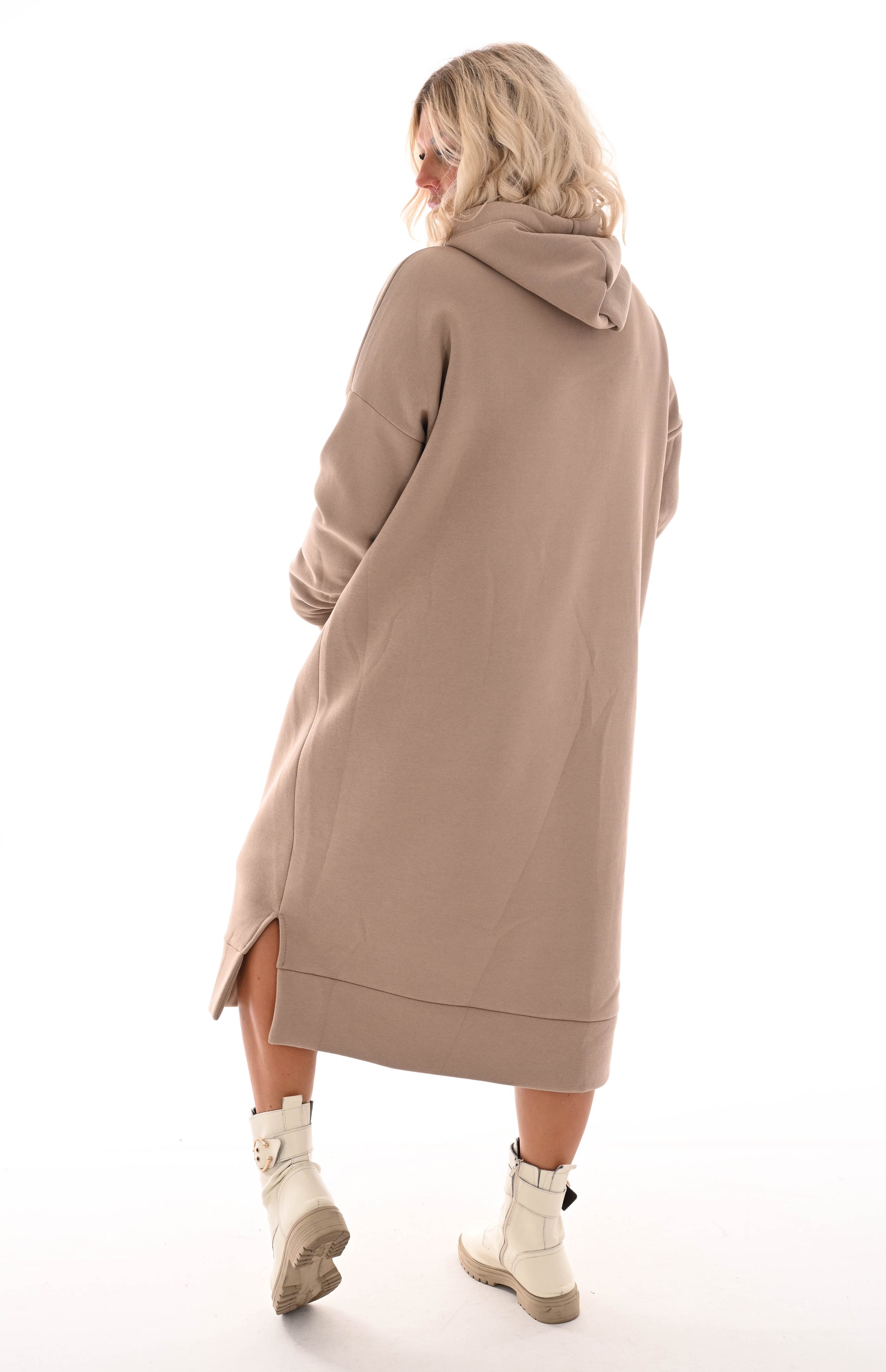 Sweater dress lang donkerbeige