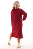 Lange sweater dress met capuchon bordeaux