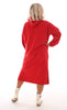 Lange sweater dress met capuchon rood