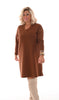 Sweater dress v-hals bruin