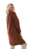 Sweater dress v-hals bruin