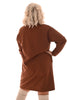 Sweater dress v-hals bruin